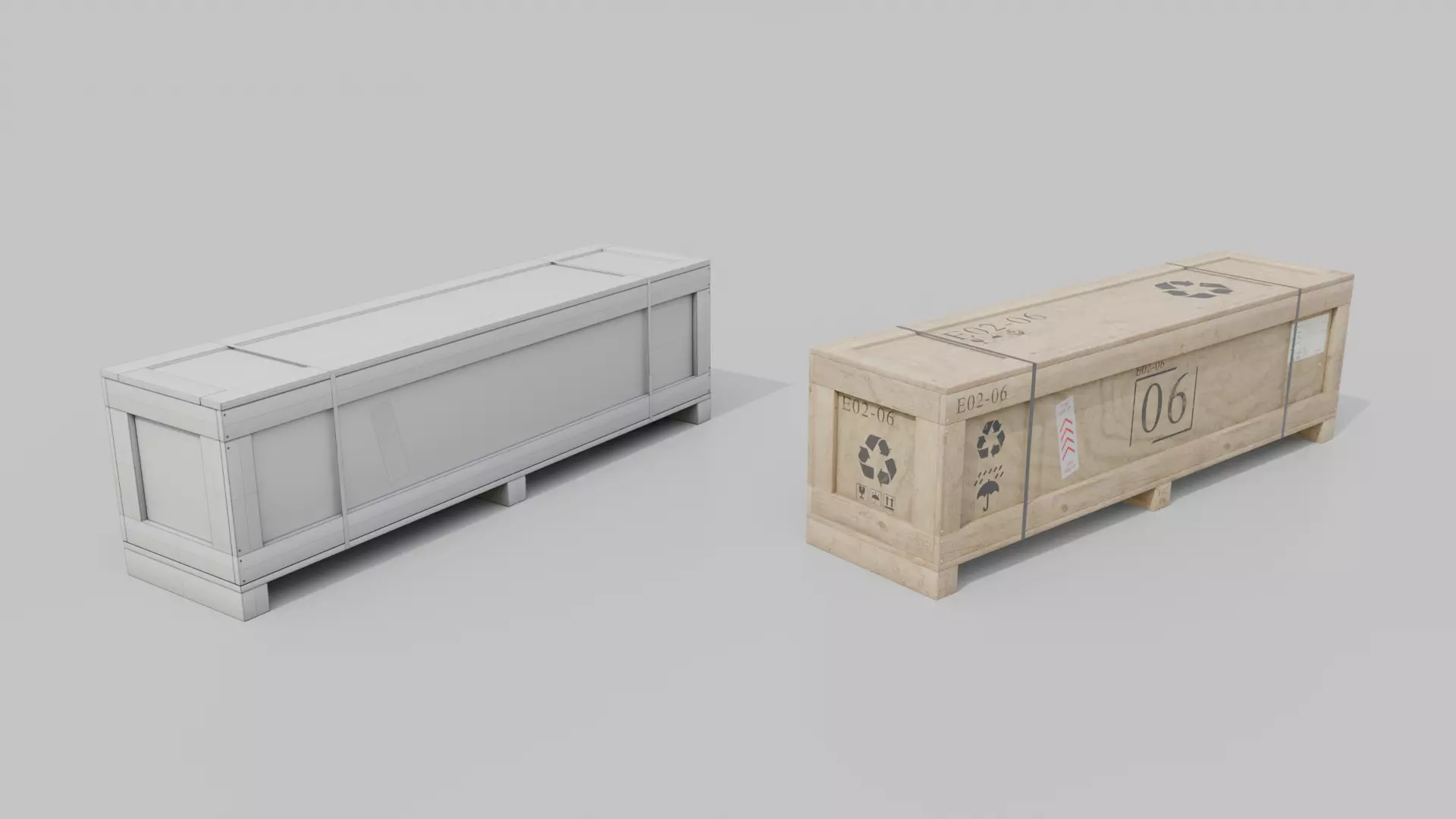 Customizable Wooden Crate Duo - Flat and Narrow 3D Model Collection_24