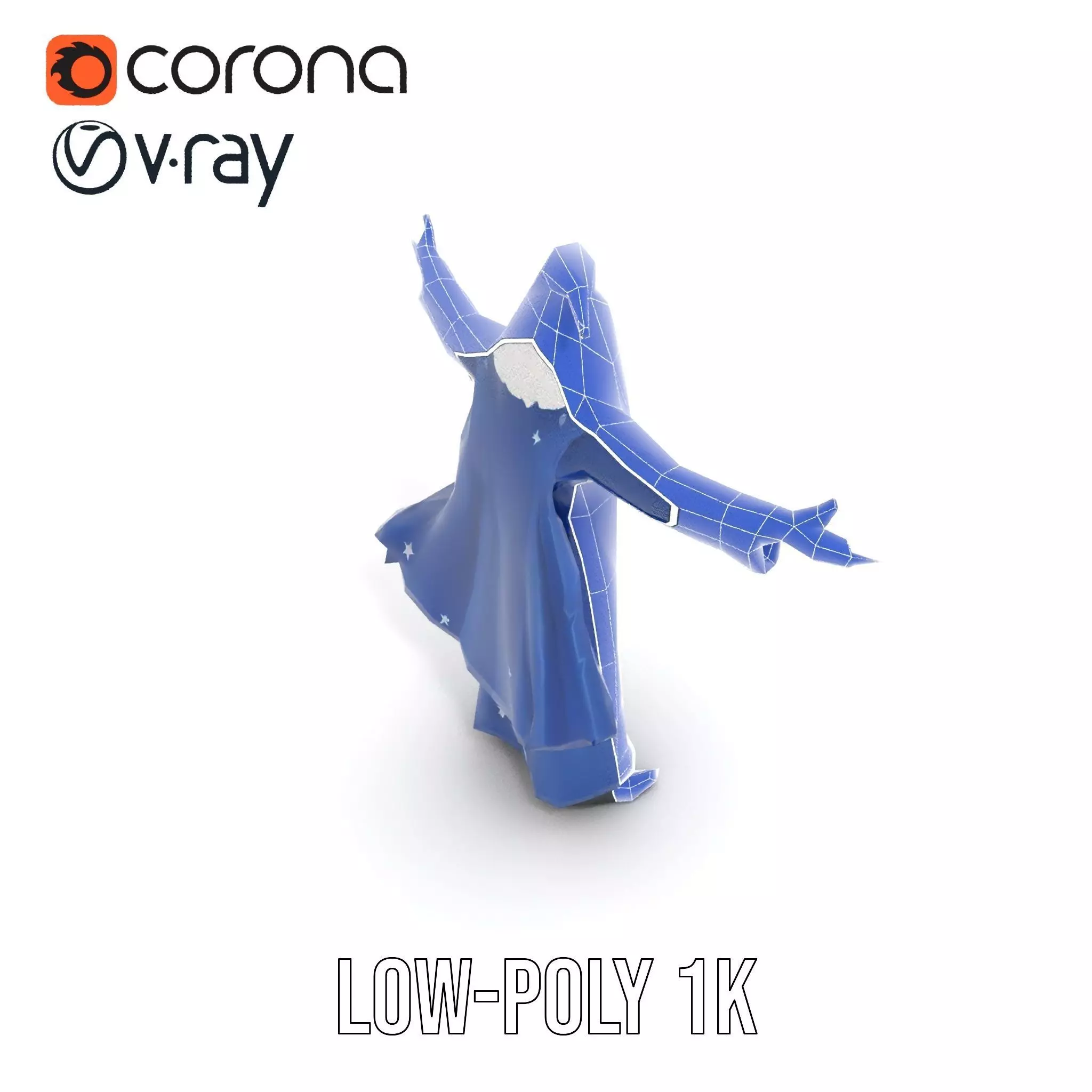 Wizard Character Model Pack with Detailed Robes and Accessories Low-poly 3D model_16