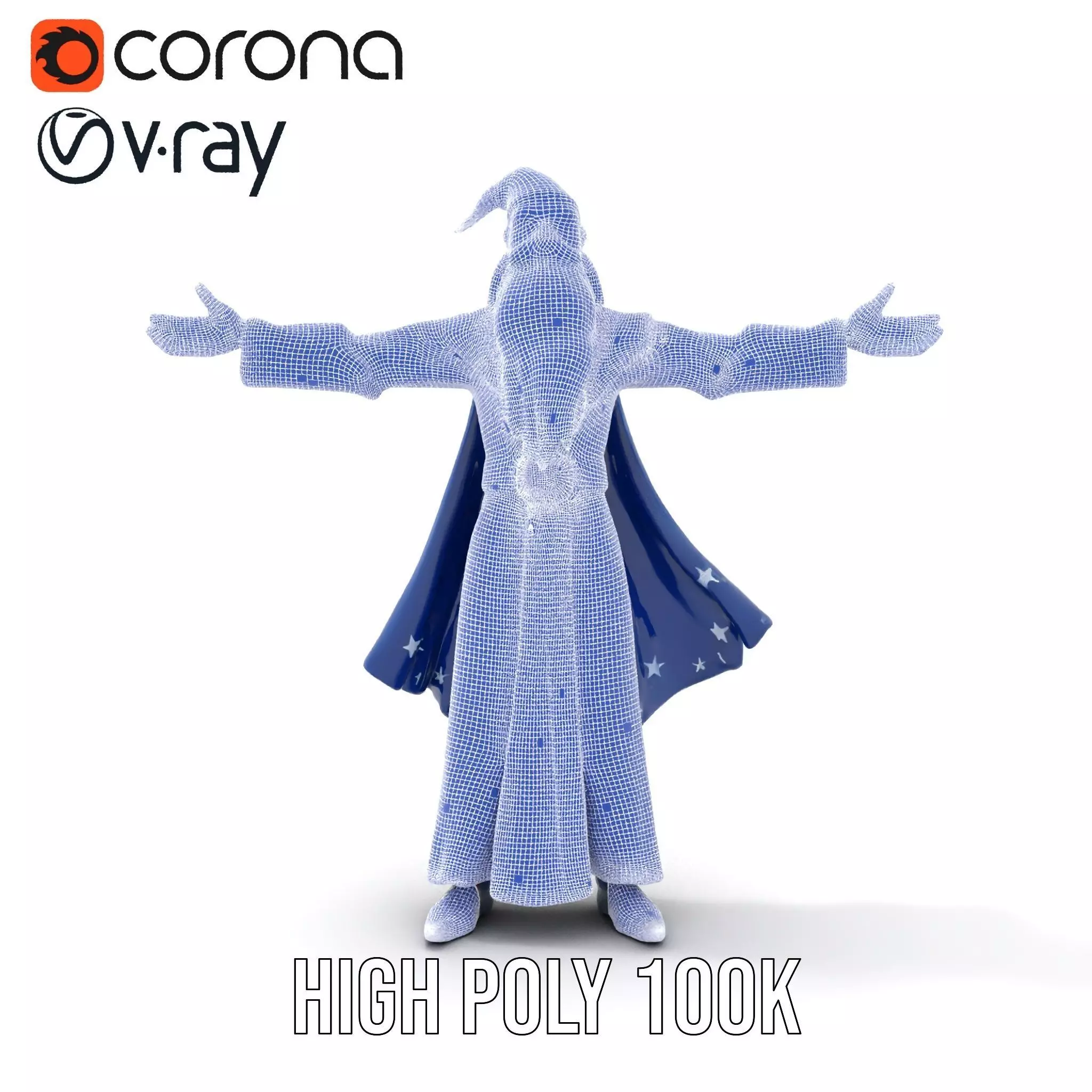 Wizard Character Model Pack with Detailed Robes and Accessories Low-poly 3D model_31