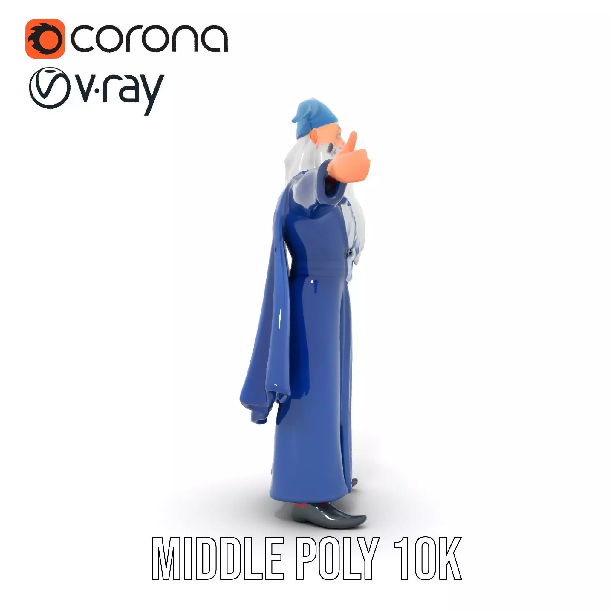 Wizard Character Model Pack with Detailed Robes and Accessories Low-poly 3D model_23