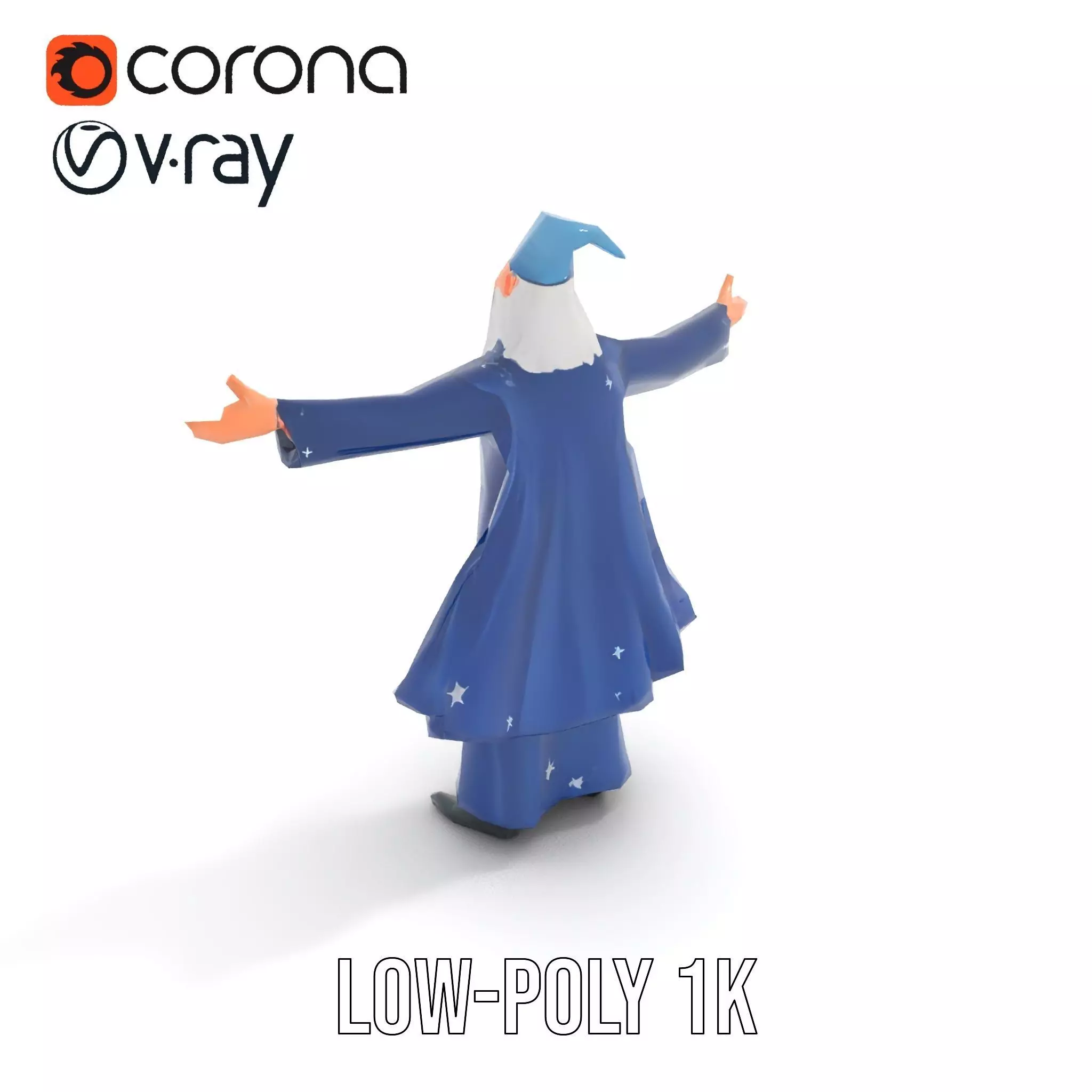 Wizard Character Model Pack with Detailed Robes and Accessories Low-poly 3D model_19