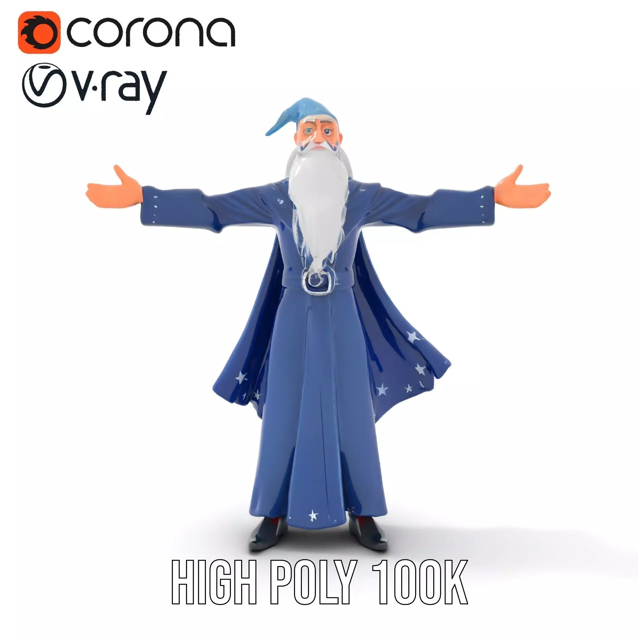 Wizard Character Model Pack with Detailed Robes and Accessories Low-poly 3D model_14