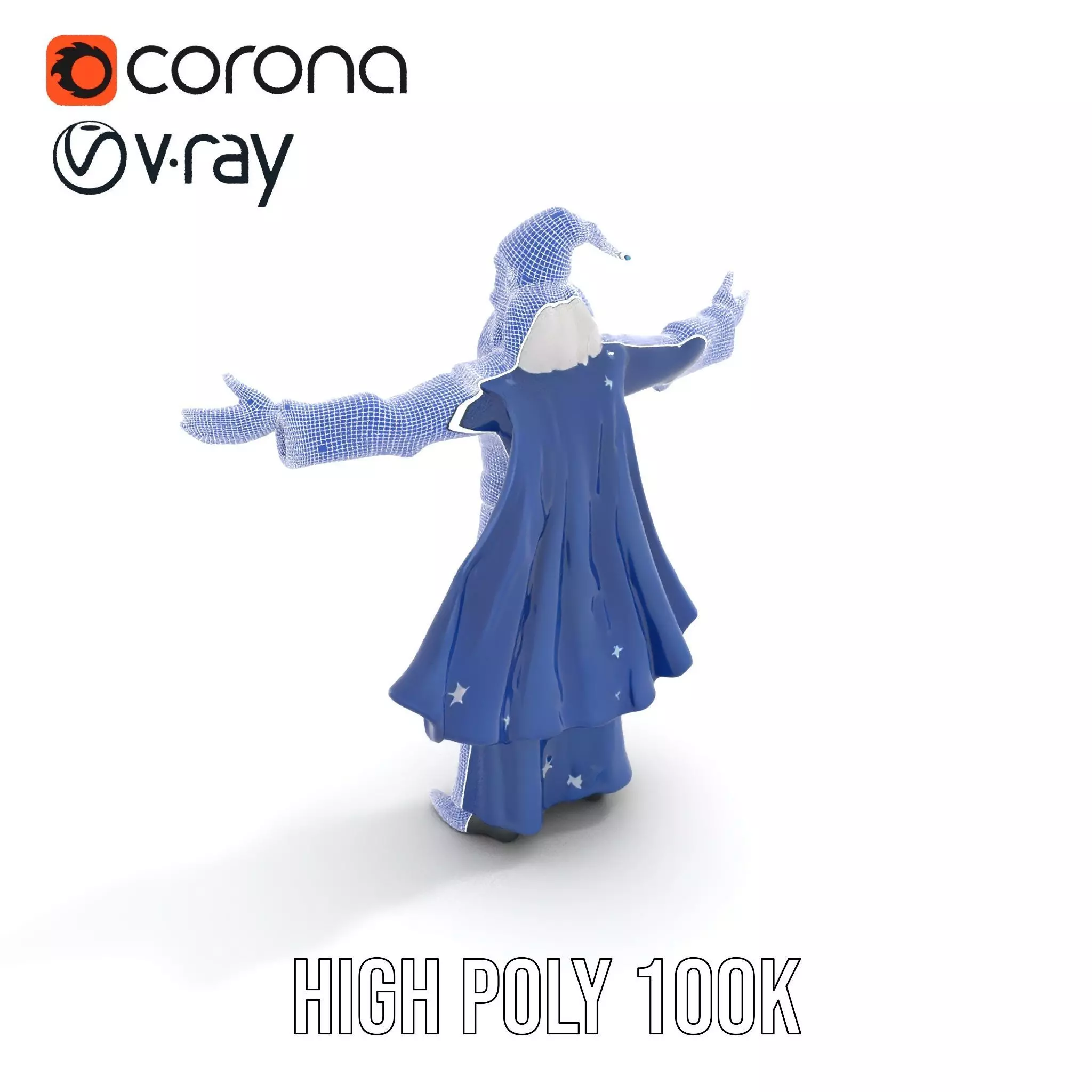 Wizard Character Model Pack with Detailed Robes and Accessories Low-poly 3D model_20