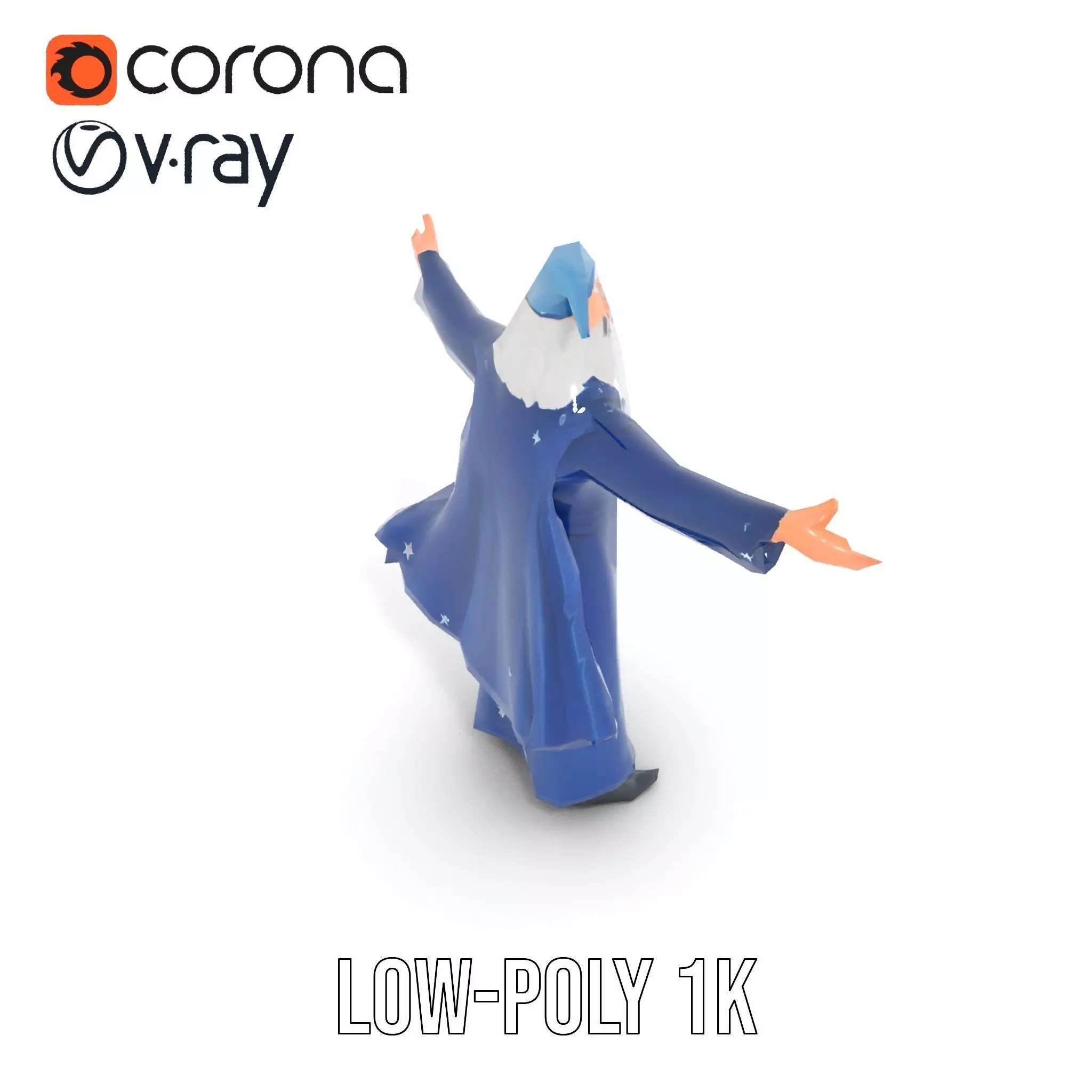 Wizard Character Model Pack with Detailed Robes and Accessories Low-poly 3D model_7