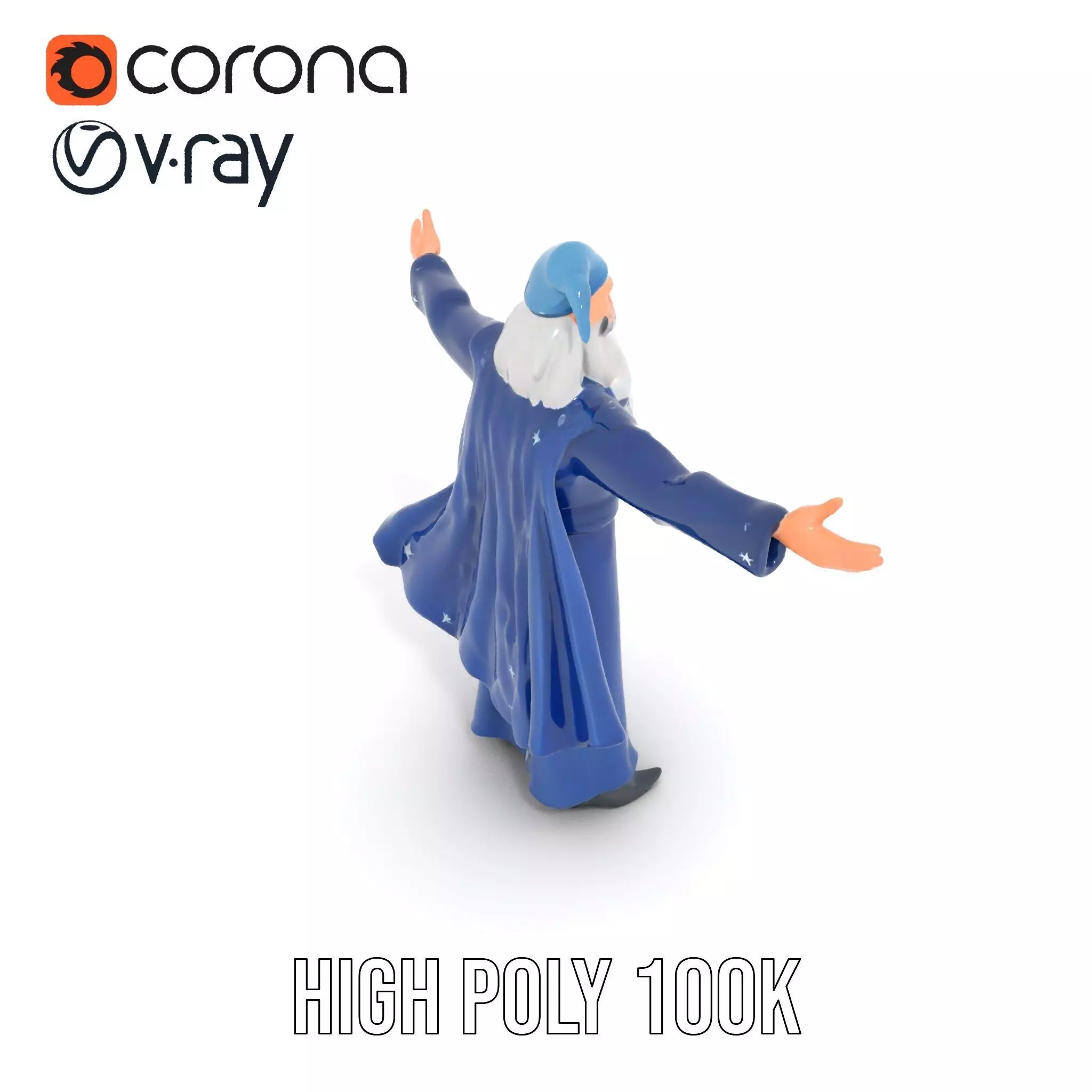 Wizard Character Model Pack with Detailed Robes and Accessories Low-poly 3D model_17