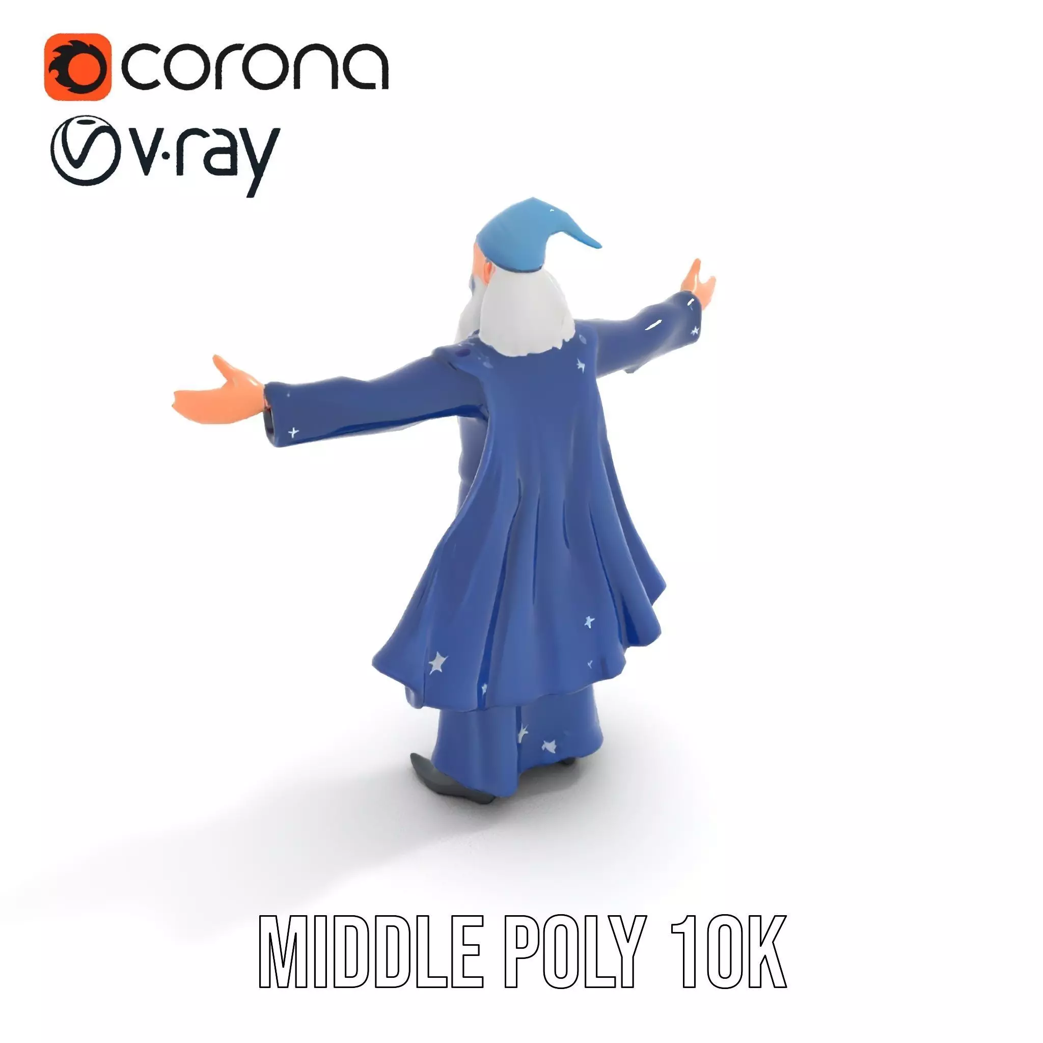 Wizard Character Model Pack with Detailed Robes and Accessories Low-poly 3D model_9