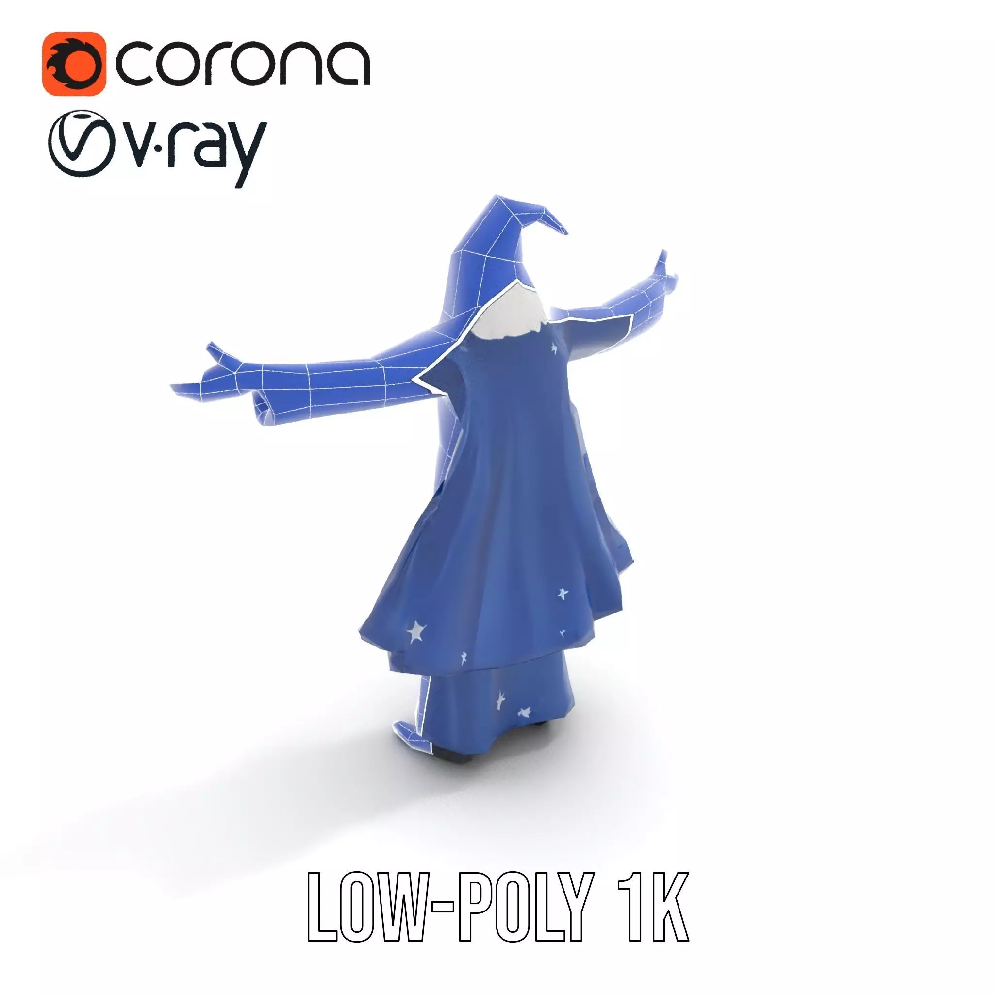 Wizard Character Model Pack with Detailed Robes and Accessories Low-poly 3D model_24