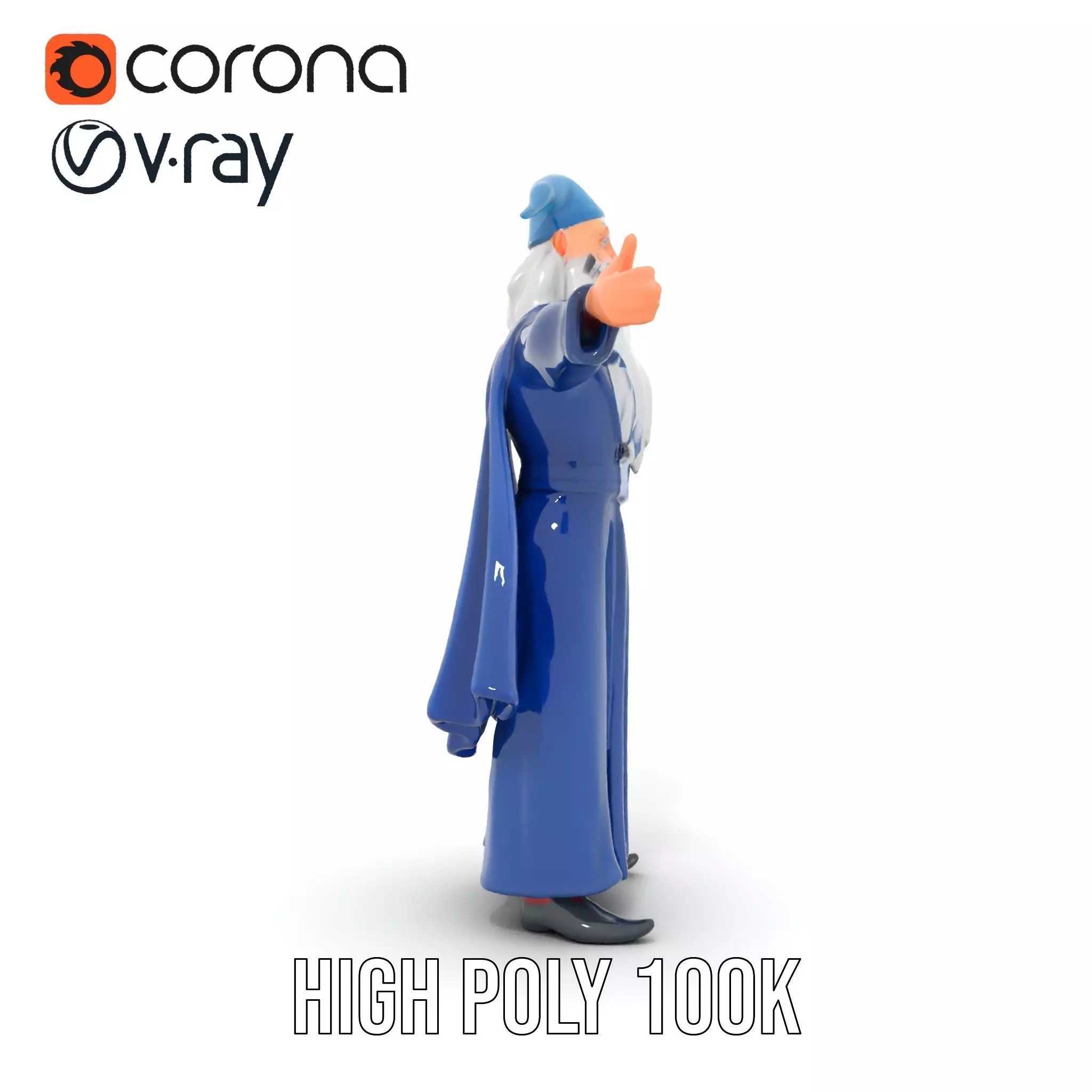 Wizard Character Model Pack with Detailed Robes and Accessories Low-poly 3D model_28