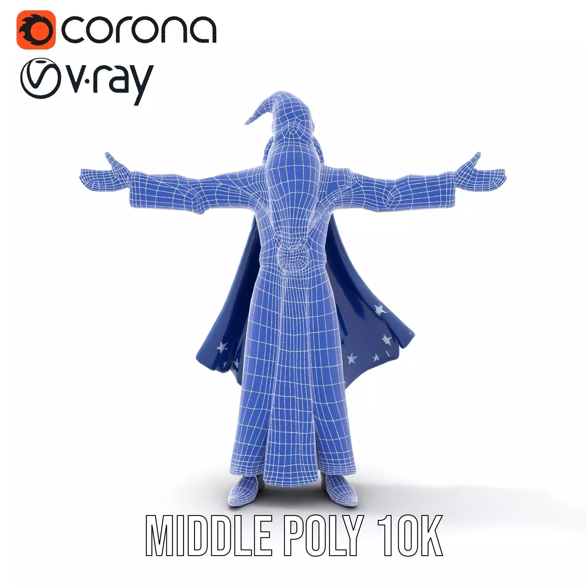 Wizard Character Model Pack with Detailed Robes and Accessories Low-poly 3D model_26