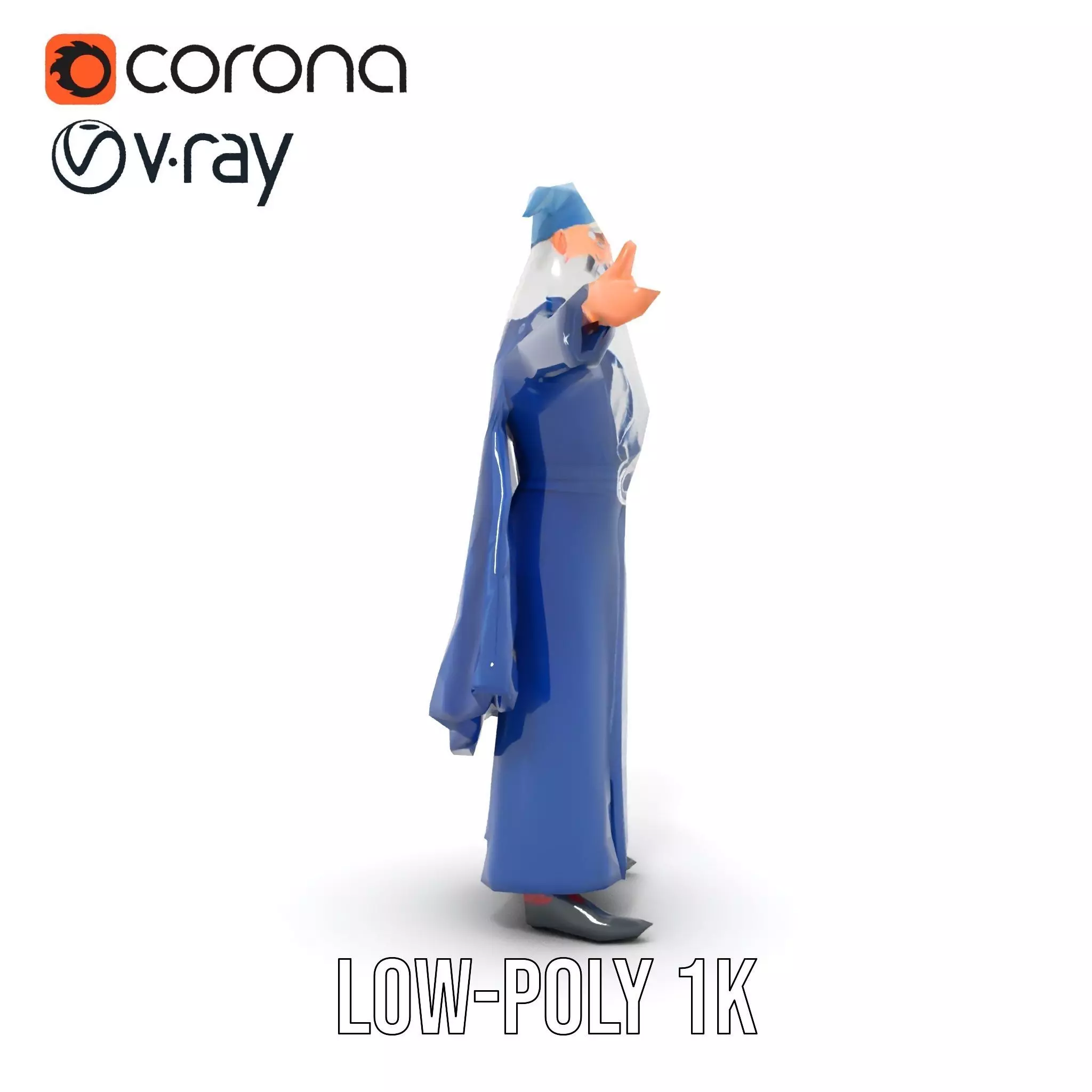 Wizard Character Model Pack with Detailed Robes and Accessories Low-poly 3D model_22