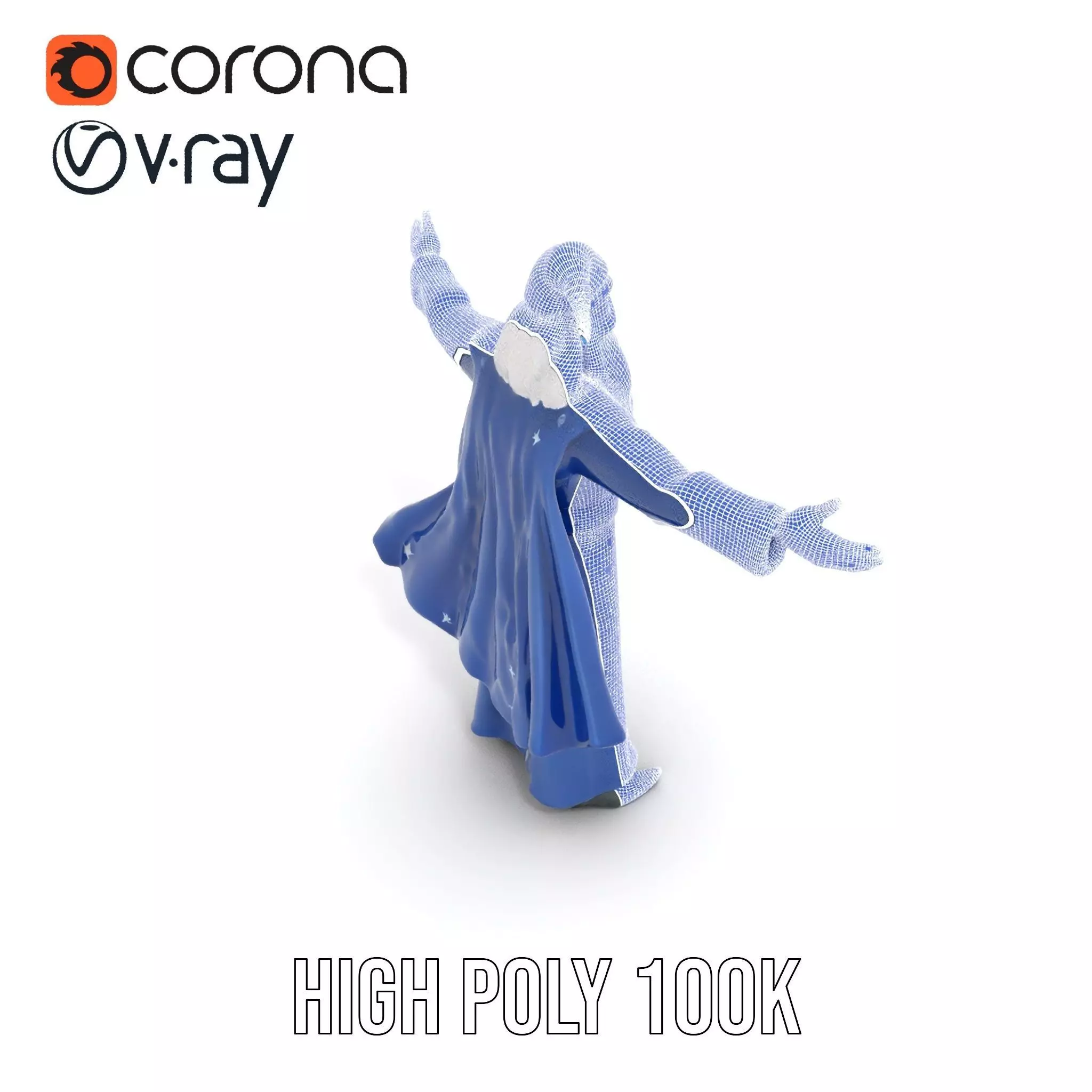 Wizard Character Model Pack with Detailed Robes and Accessories Low-poly 3D model_33