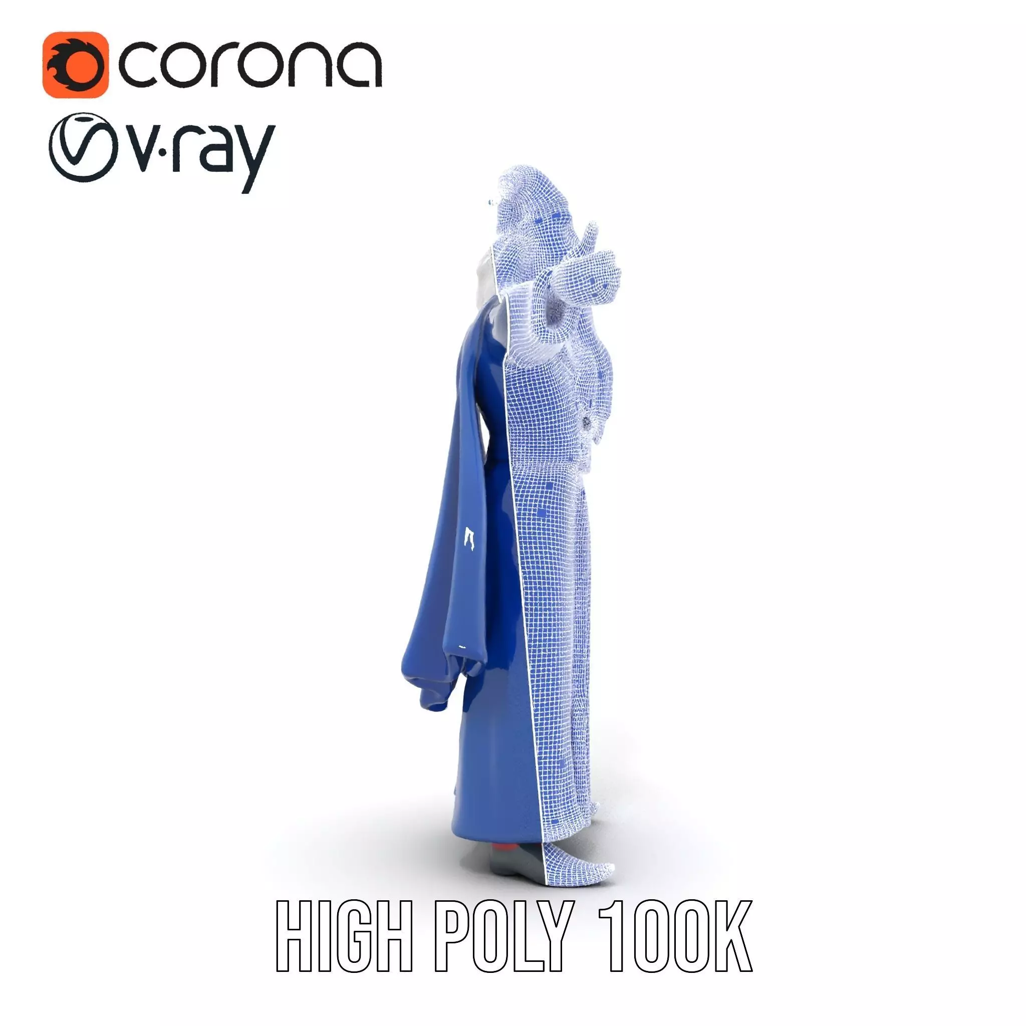 Wizard Character Model Pack with Detailed Robes and Accessories Low-poly 3D model_34