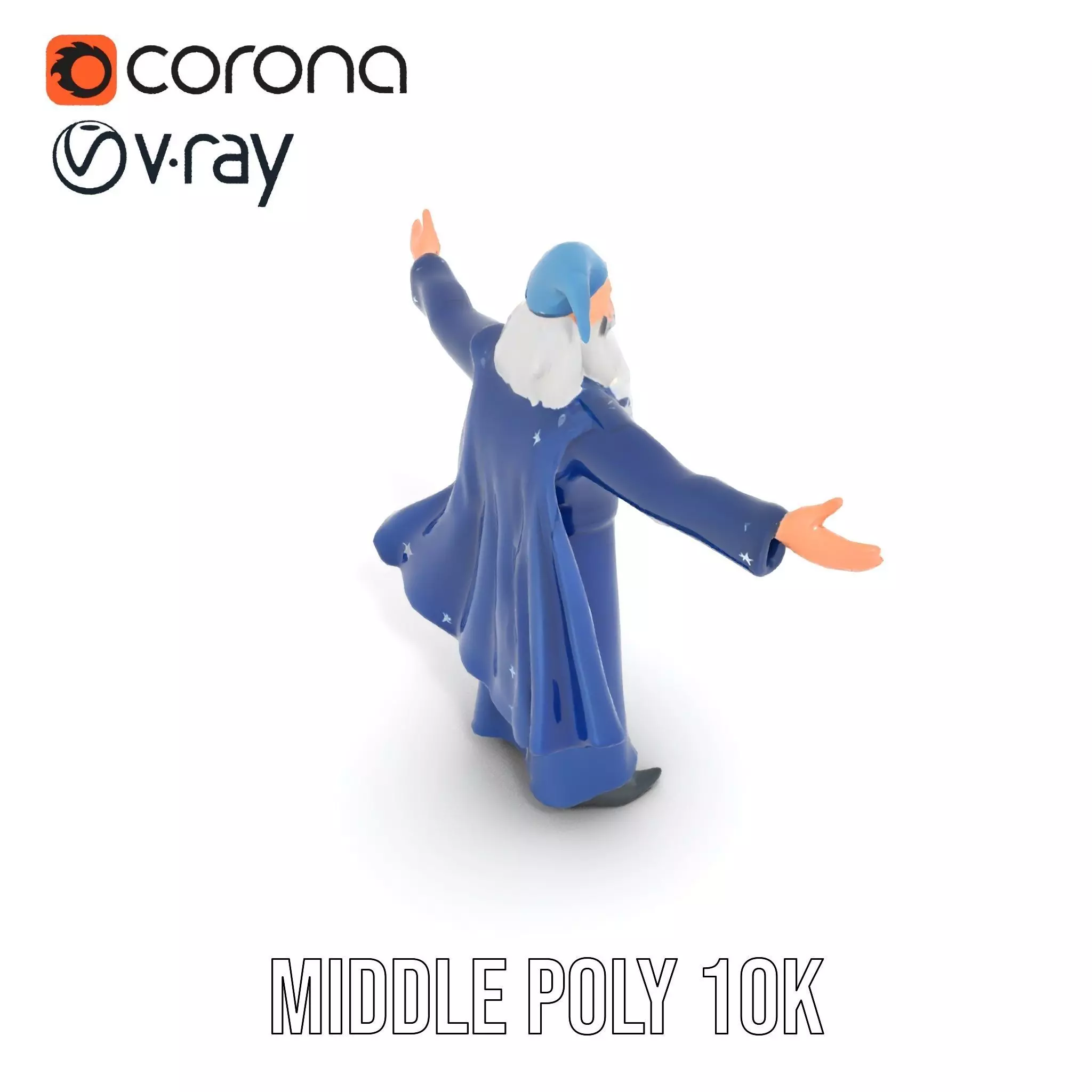 Wizard Character Model Pack with Detailed Robes and Accessories Low-poly 3D model_5