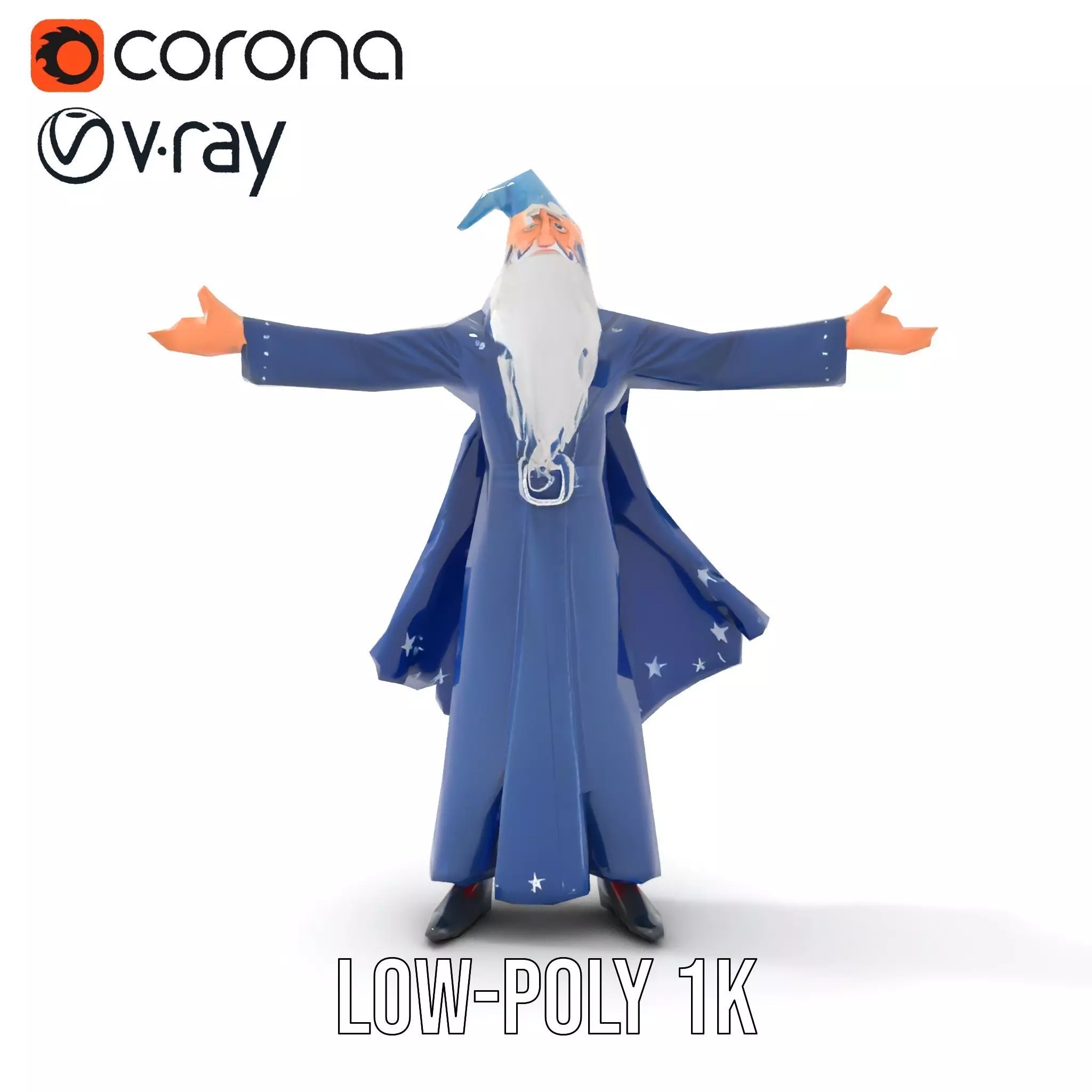 Wizard Character Model Pack with Detailed Robes and Accessories Low-poly 3D model_8