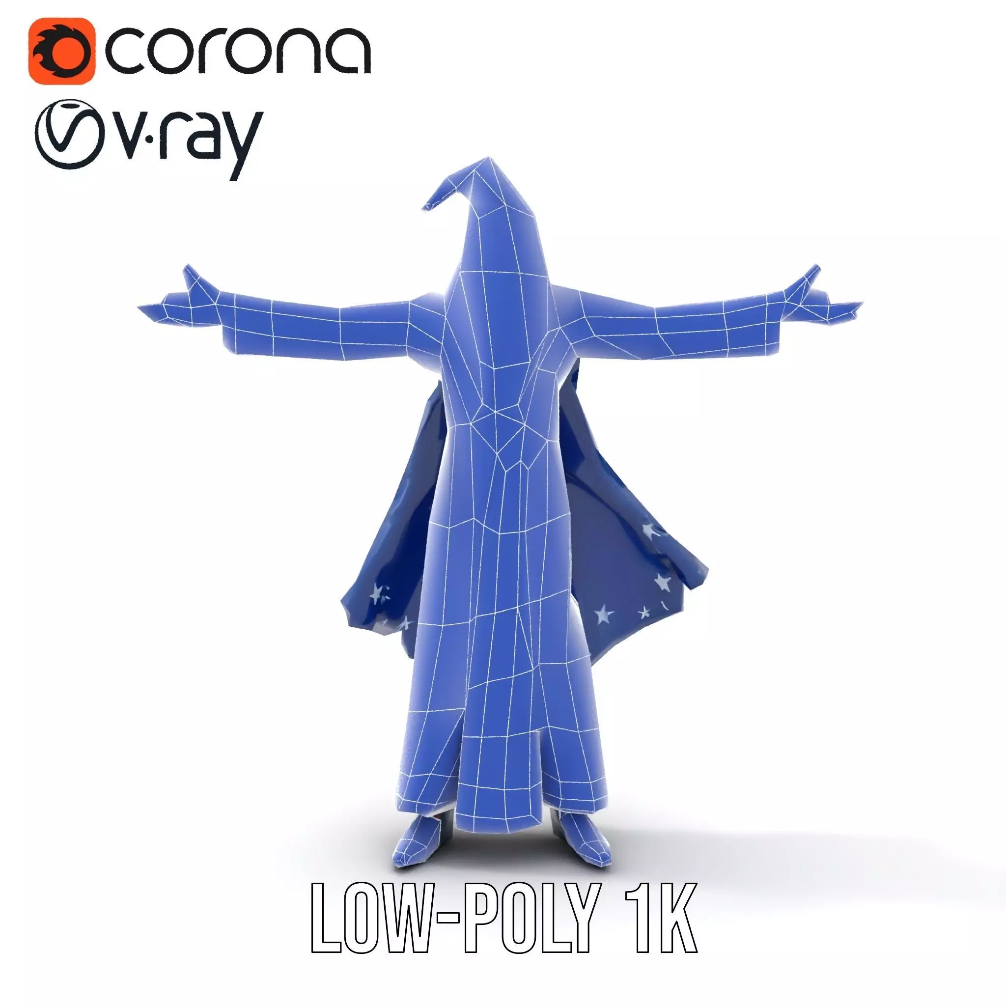 Wizard Character Model Pack with Detailed Robes and Accessories Low-poly 3D model_30