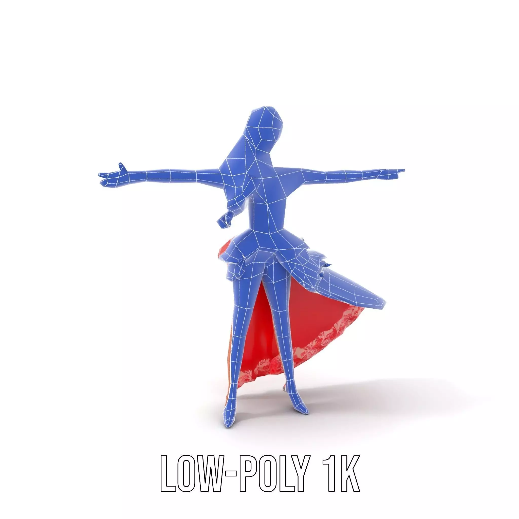 Elegant Princess Character Model Pack with Red Dress Low-poly 3D model_24