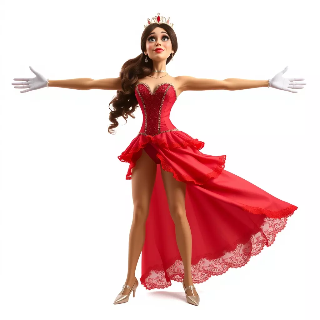 Elegant Princess Character Model Pack with Red Dress Low-poly 3D model_2