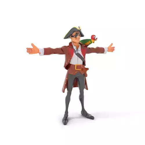 Pirate Captain with Parrot Character Model Pack Low-poly 3D model