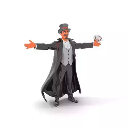 Magician Character Model Pack with Tophat and Cards Low-poly 3D model