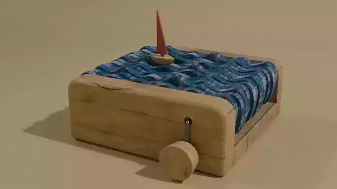 Kinetic Wooden Sailboat Sculpture Low-poly 3D model
