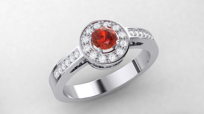 Citrine Halo Ring 0018 3D print model