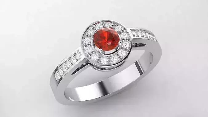 Citrine Halo Ring 0018 3D print model
