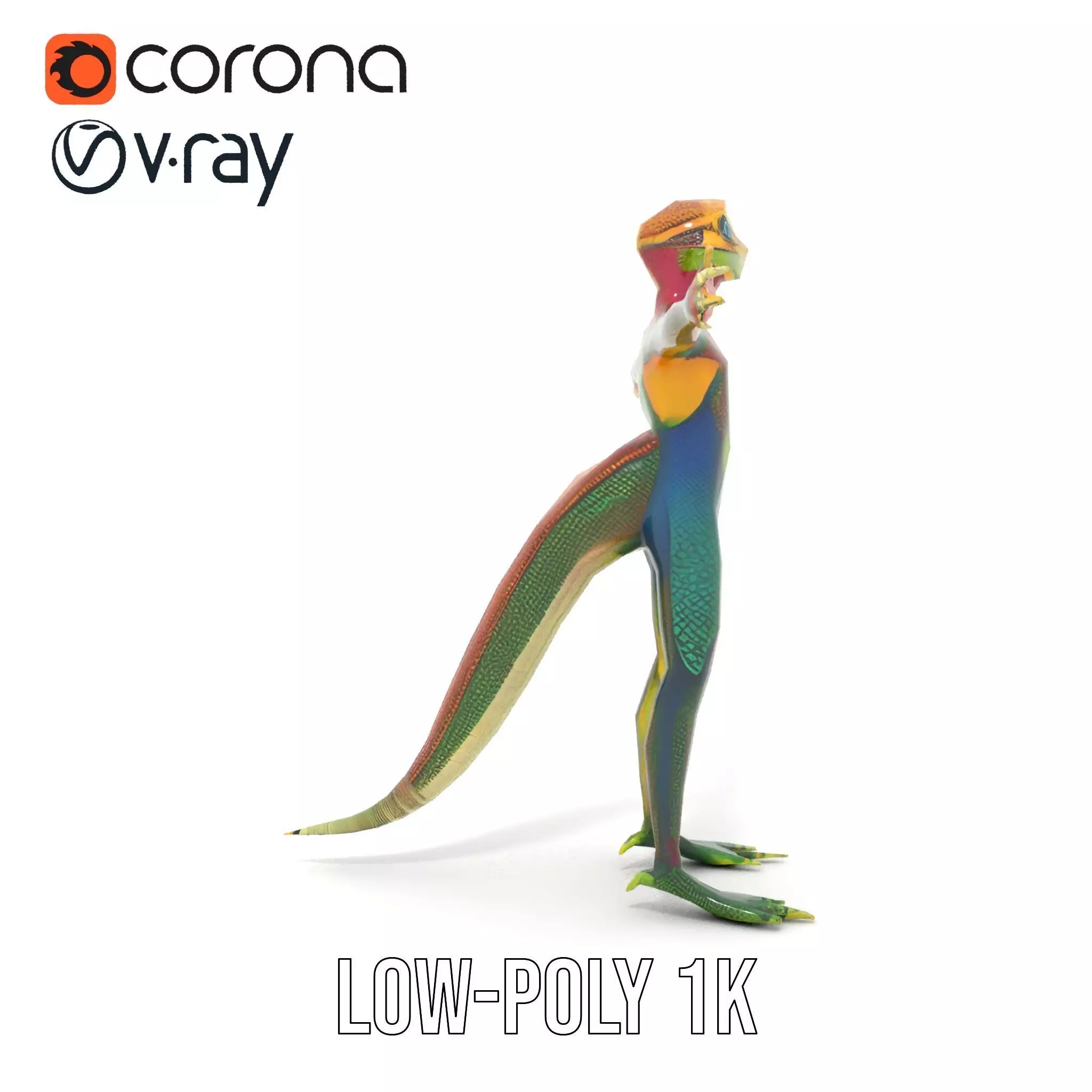 Colorful Reptilian Humanoid Model Pack Low-poly 3D model_19