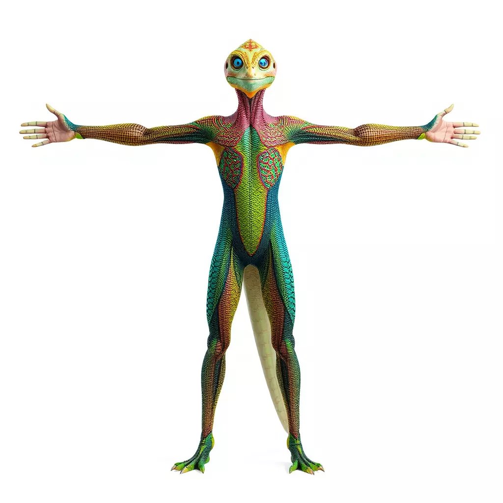 Colorful Reptilian Humanoid Model Pack Low-poly 3D model_2
