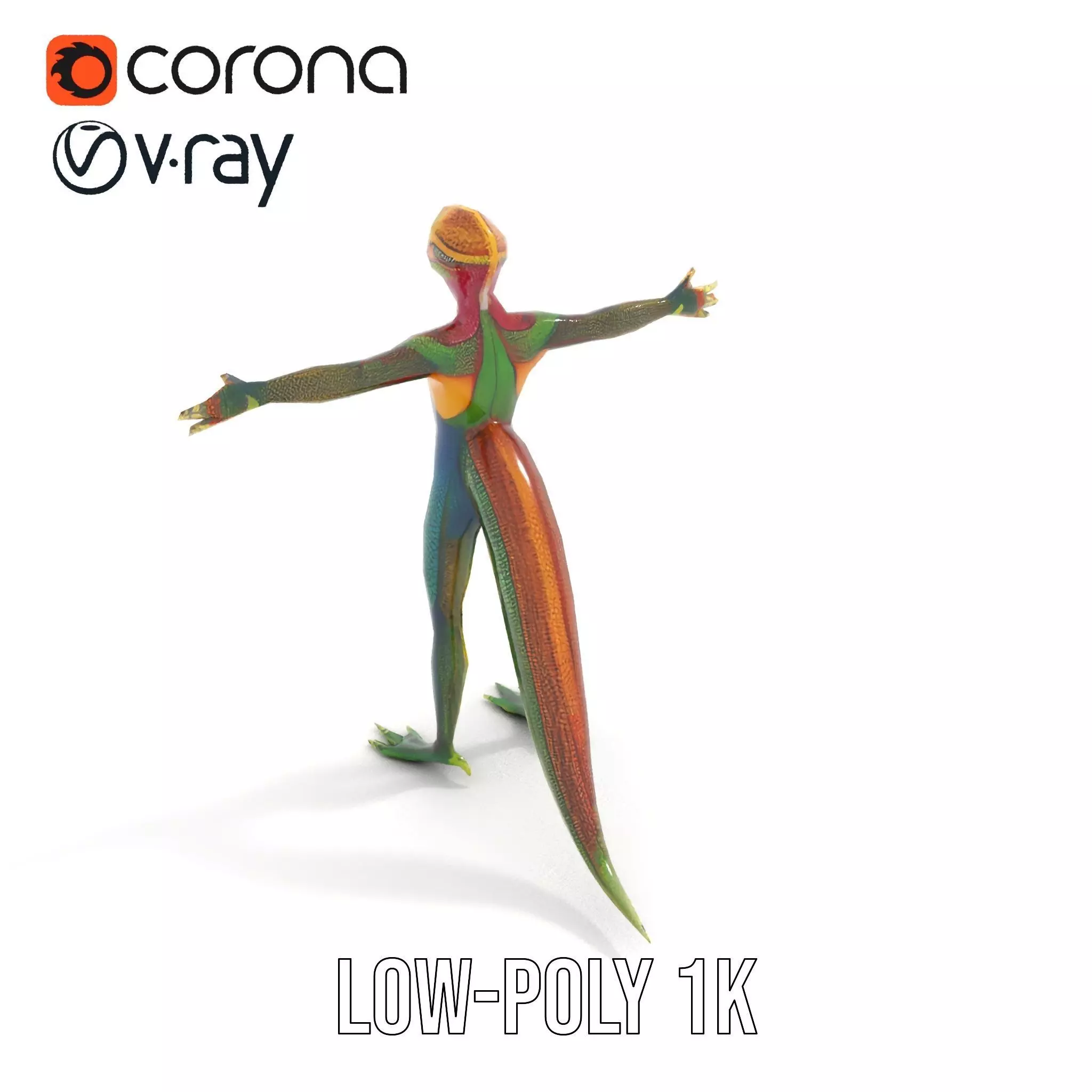 Colorful Reptilian Humanoid Model Pack Low-poly 3D model_16