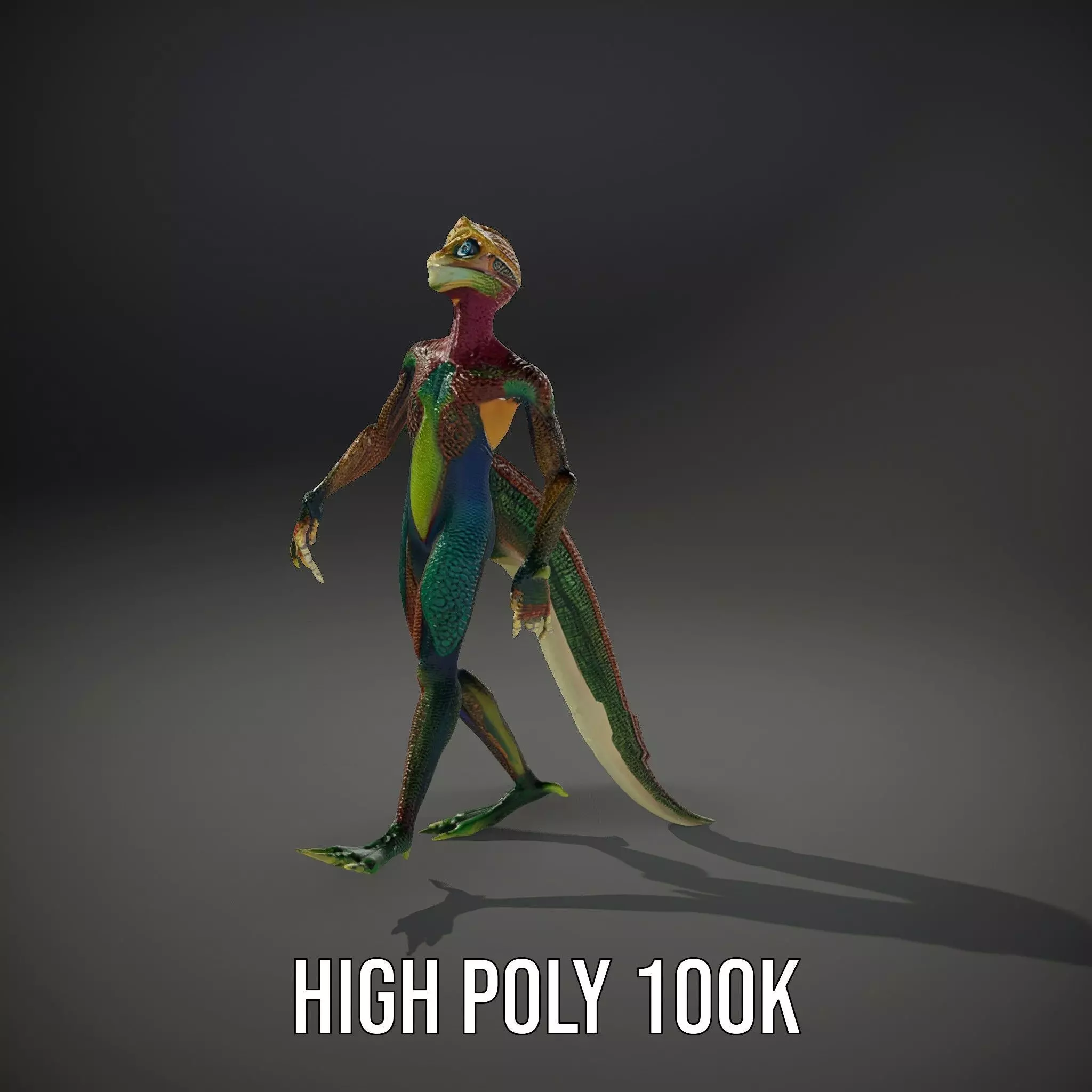Colorful Reptilian Humanoid Model Pack Low-poly 3D model_14
