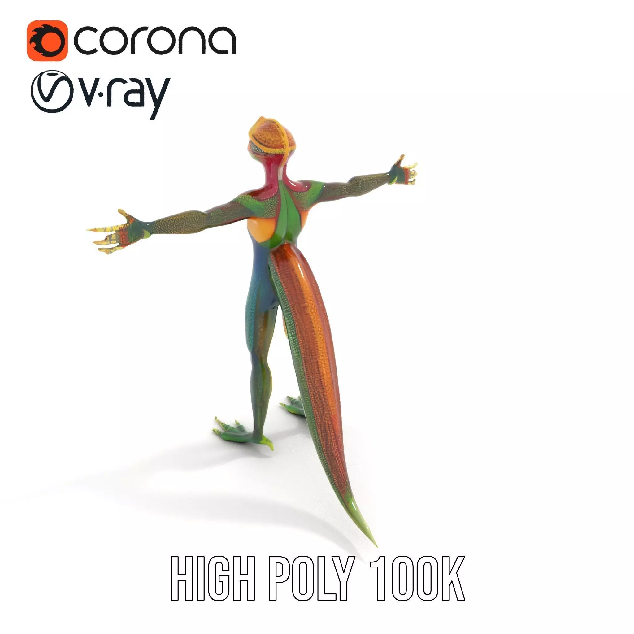 Colorful Reptilian Humanoid Model Pack Low-poly 3D model_17