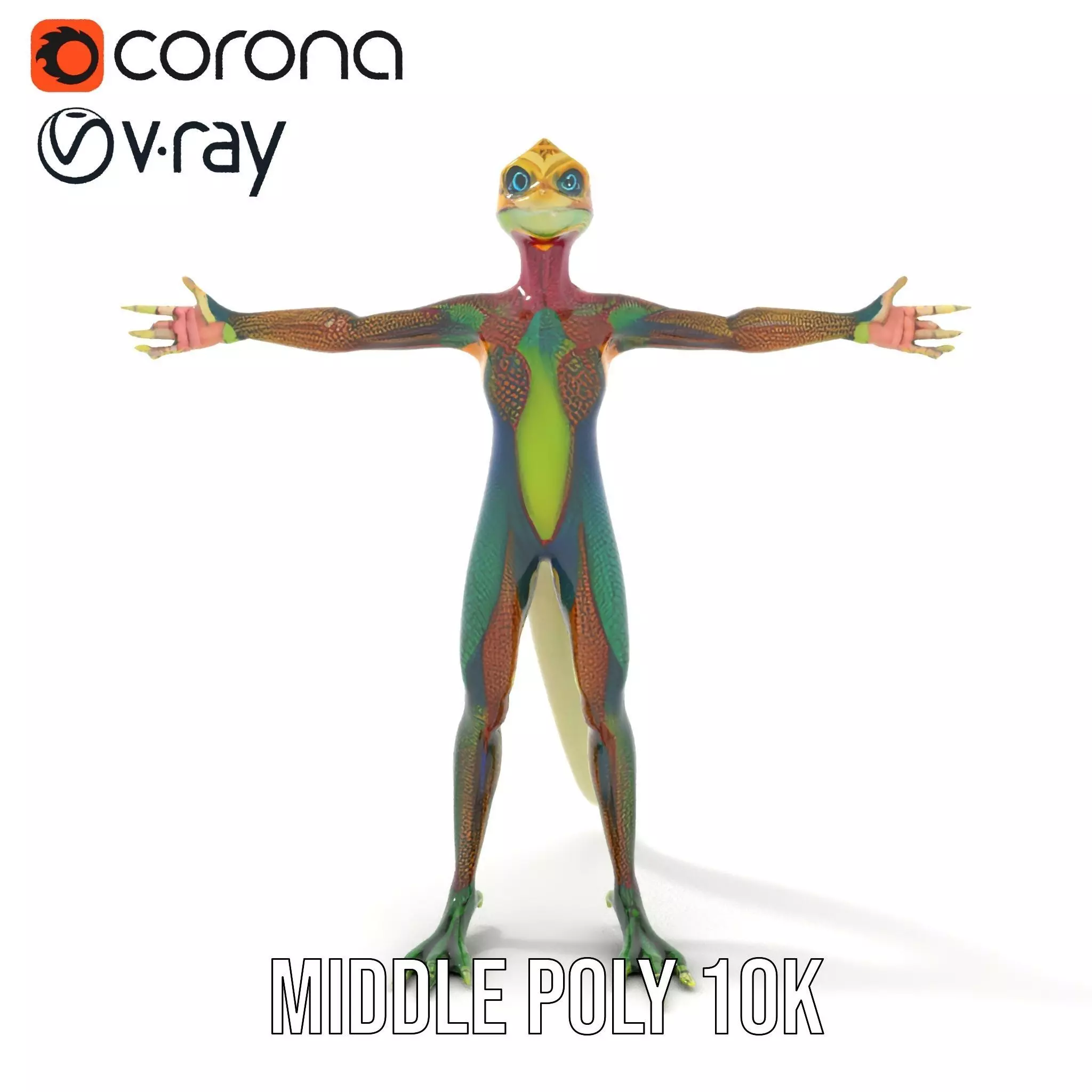 Colorful Reptilian Humanoid Model Pack Low-poly 3D model_21