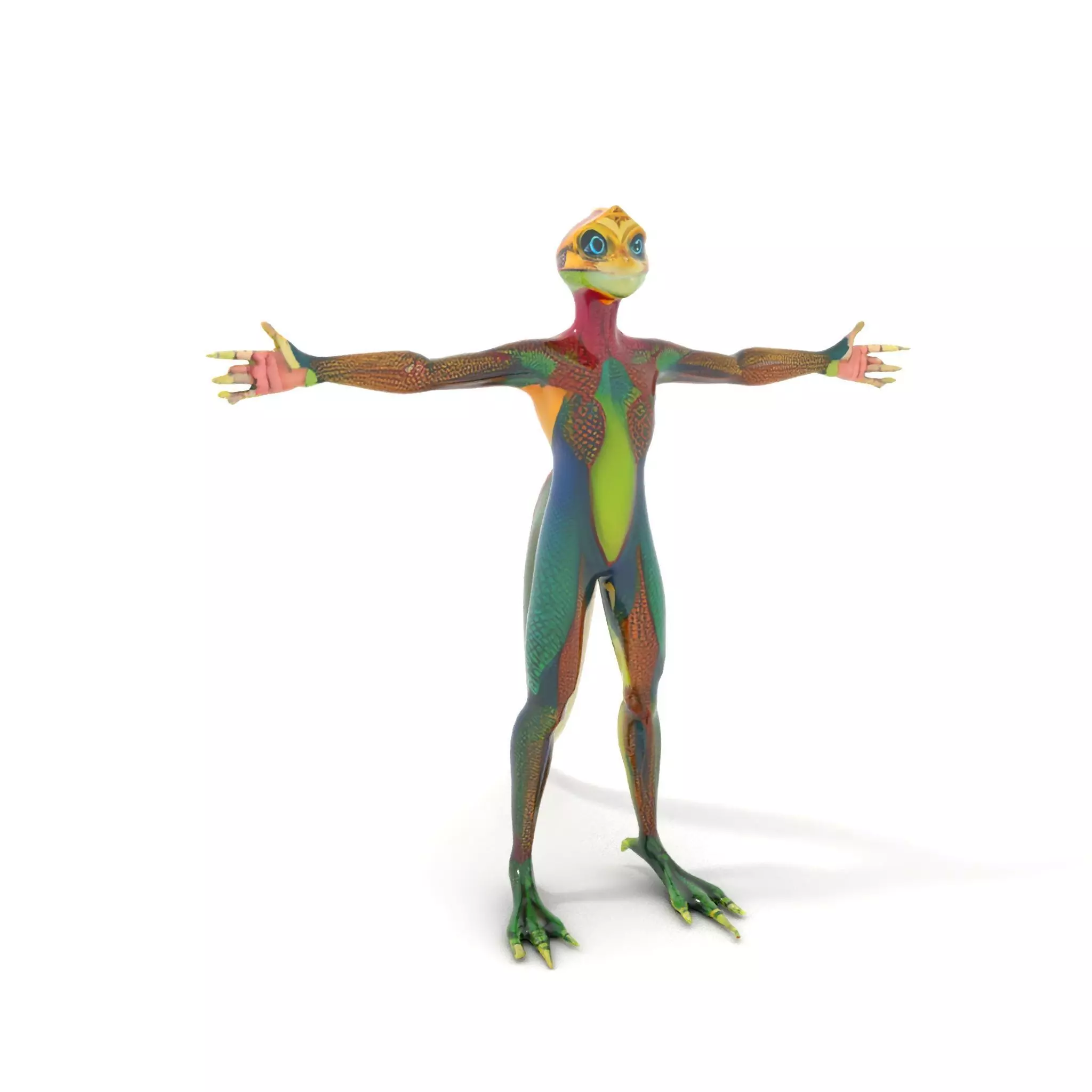 Colorful Reptilian Humanoid Model Pack Low-poly 3D model_5