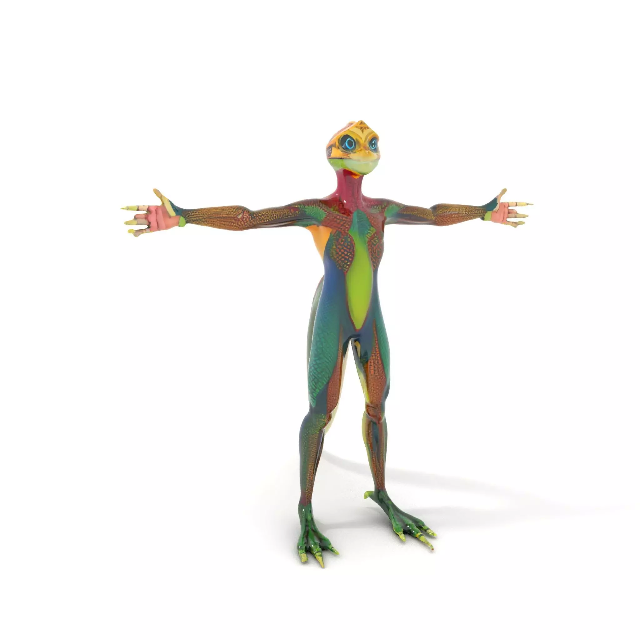 Colorful Reptilian Humanoid Model Pack Low-poly 3D model_0