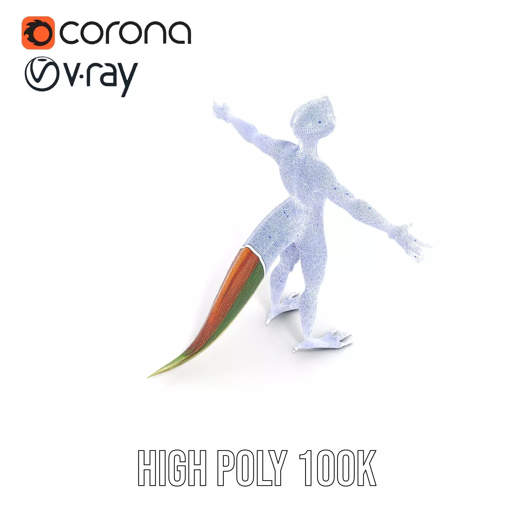 Colorful Reptilian Humanoid Model Pack Low-poly 3D model_33