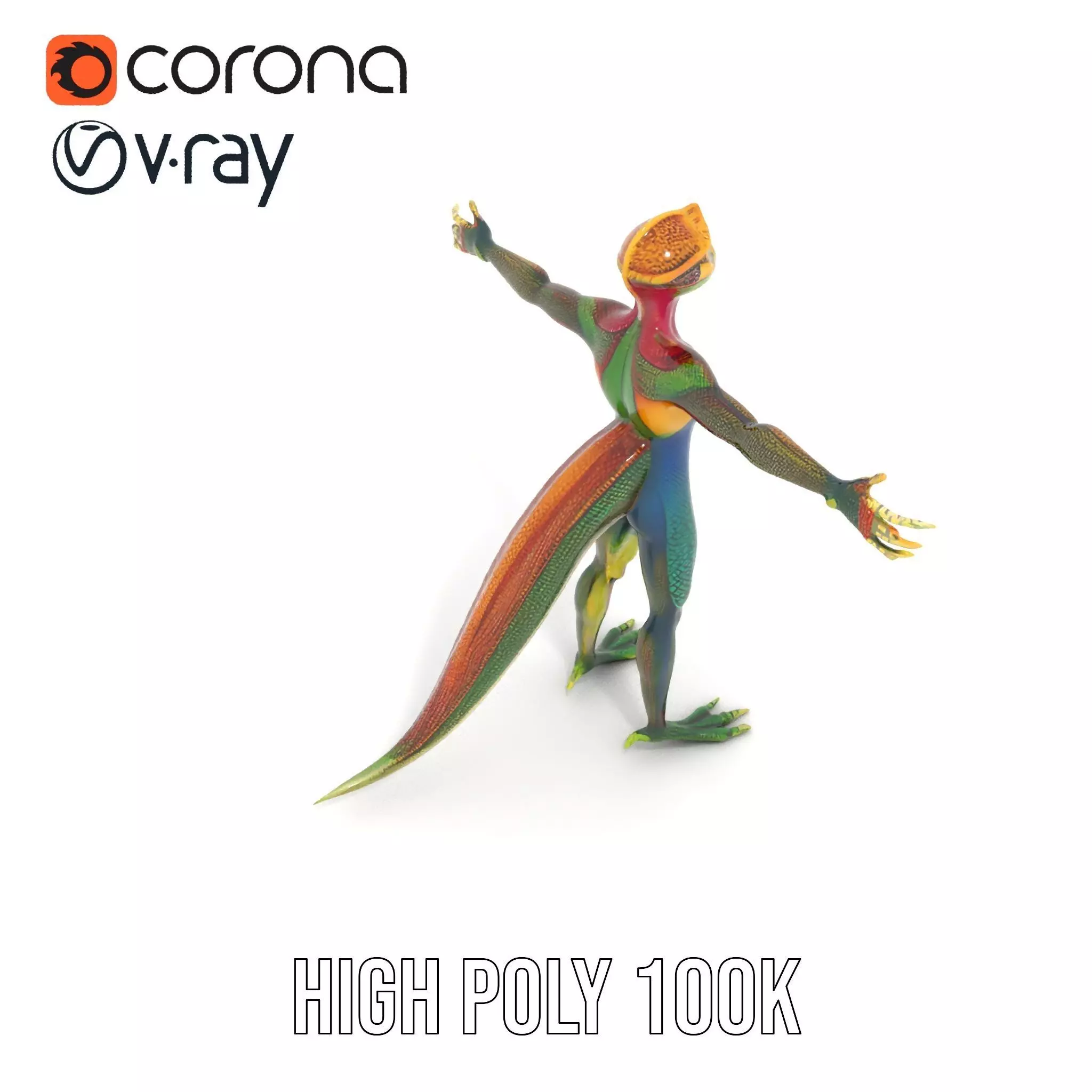 Colorful Reptilian Humanoid Model Pack Low-poly 3D model_23