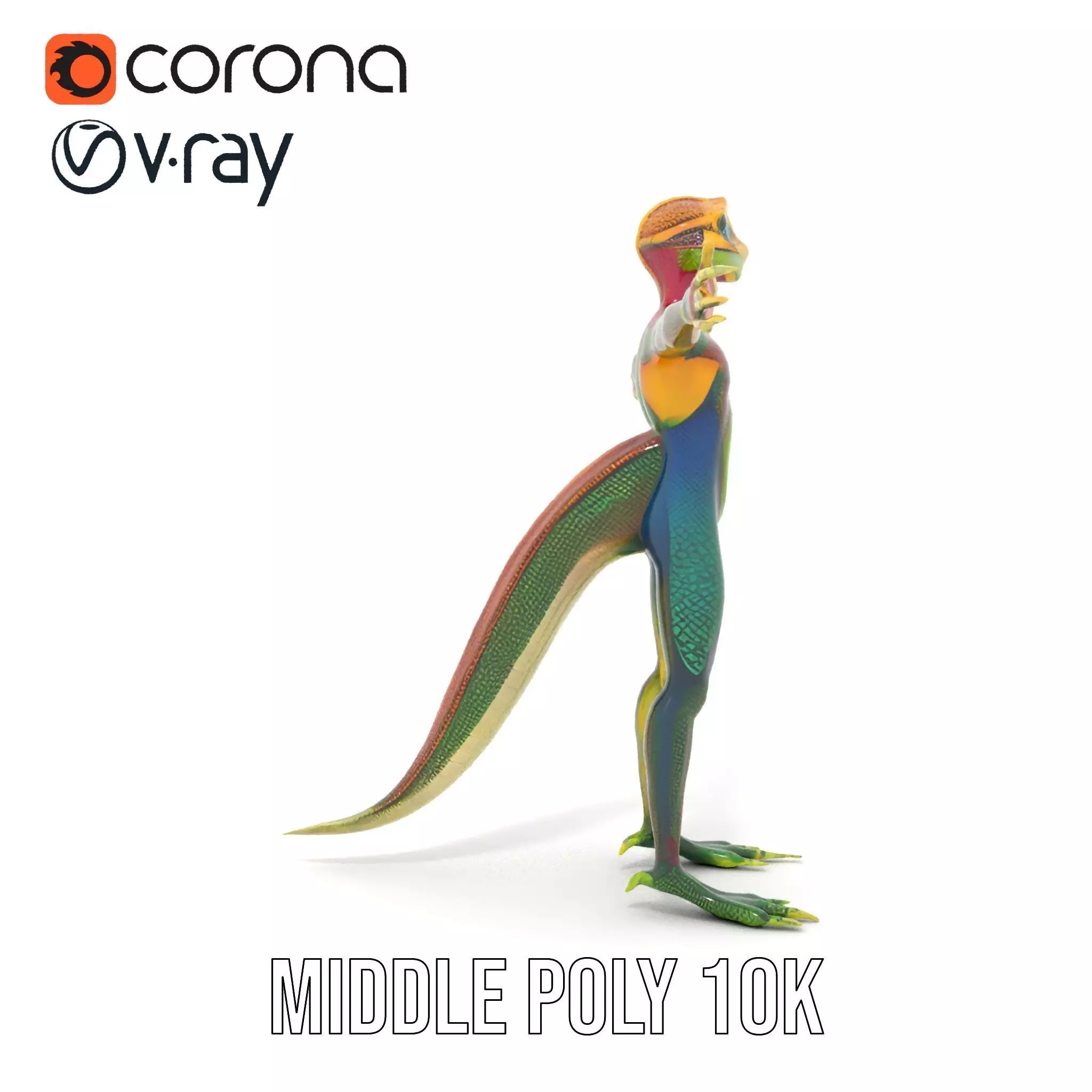 Colorful Reptilian Humanoid Model Pack Low-poly 3D model_29