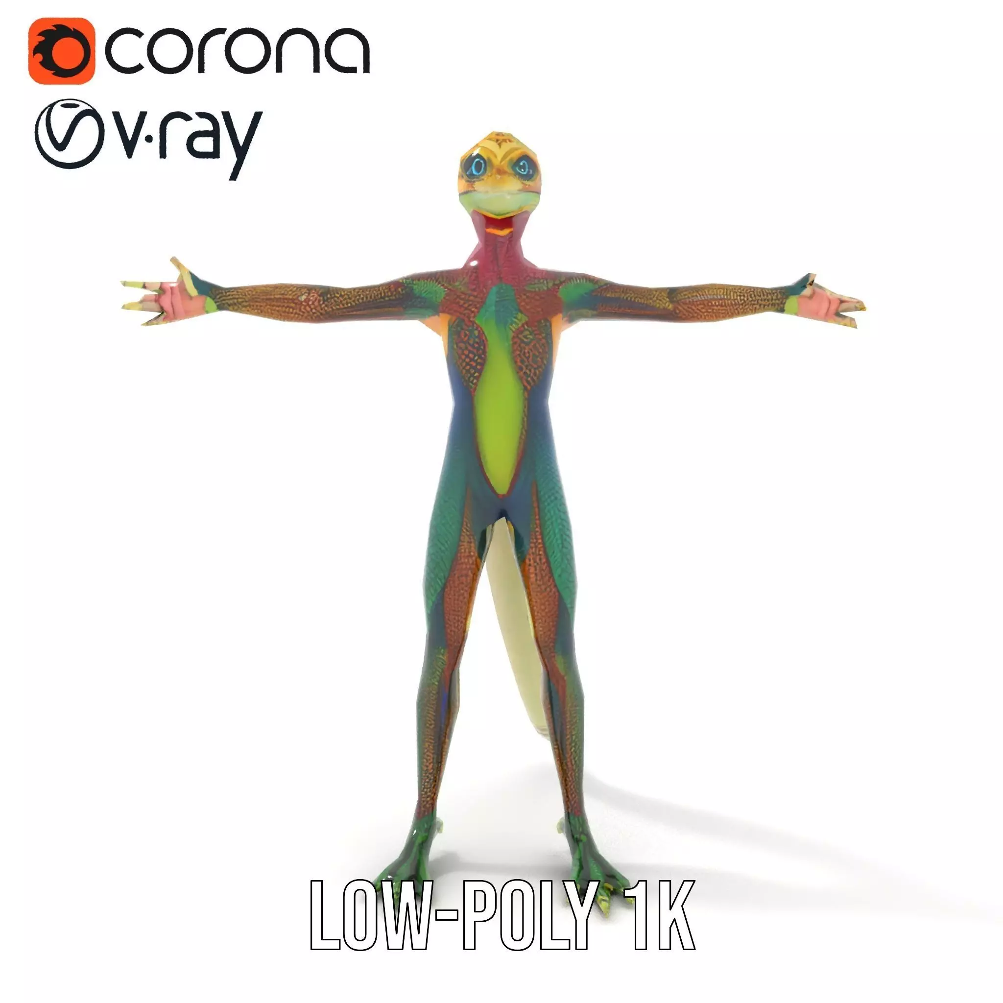 Colorful Reptilian Humanoid Model Pack Low-poly 3D model_13