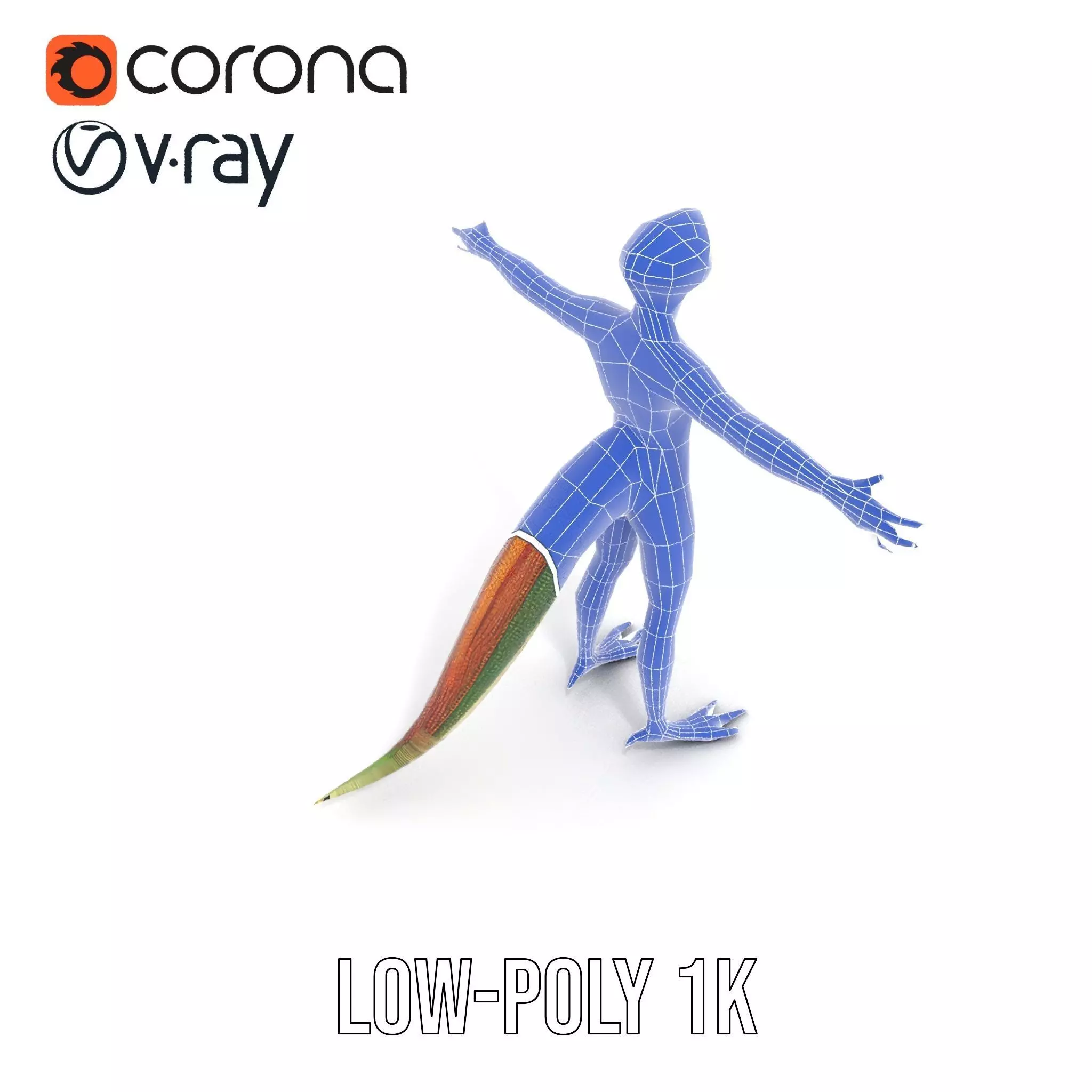 Colorful Reptilian Humanoid Model Pack Low-poly 3D model_10