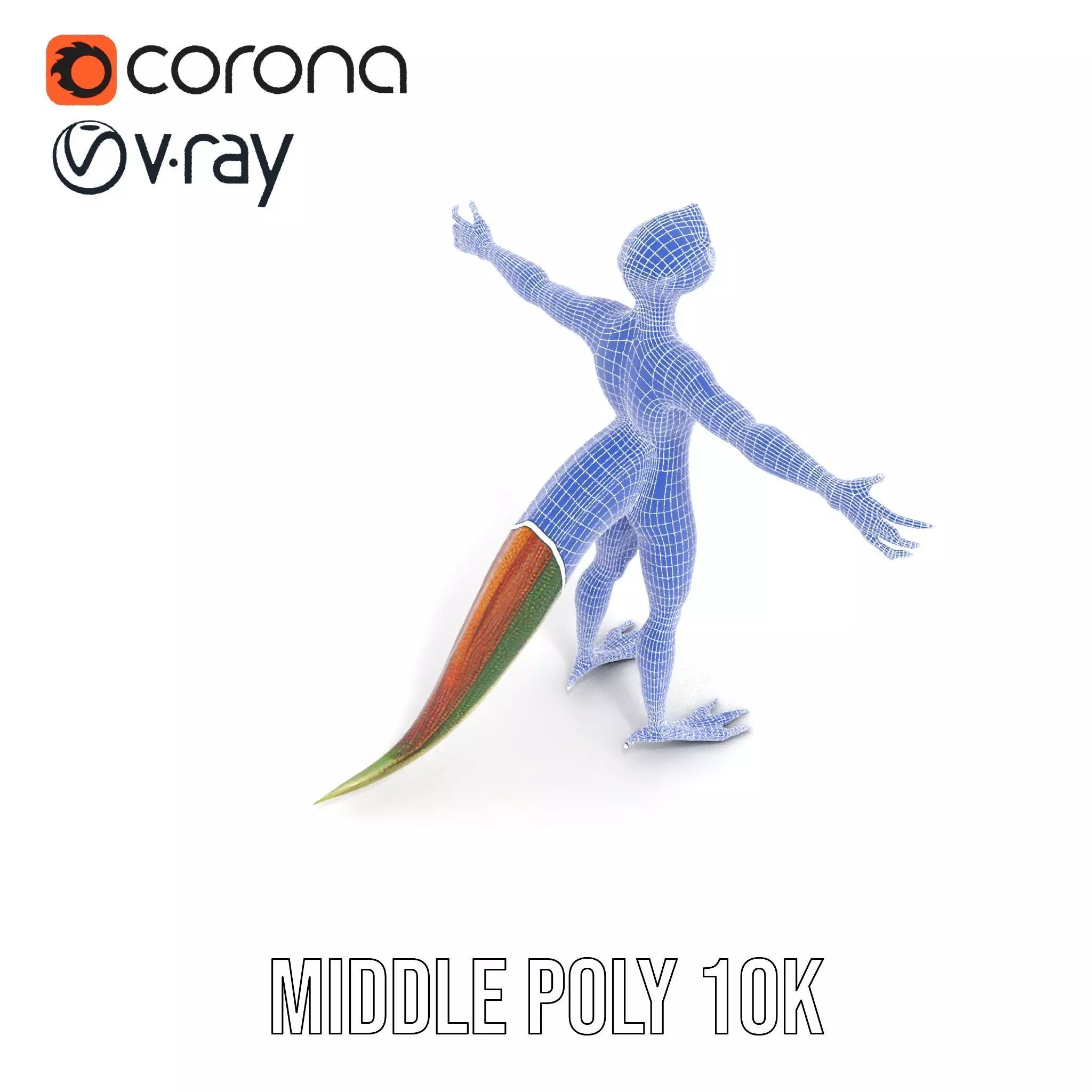 Colorful Reptilian Humanoid Model Pack Low-poly 3D model_18