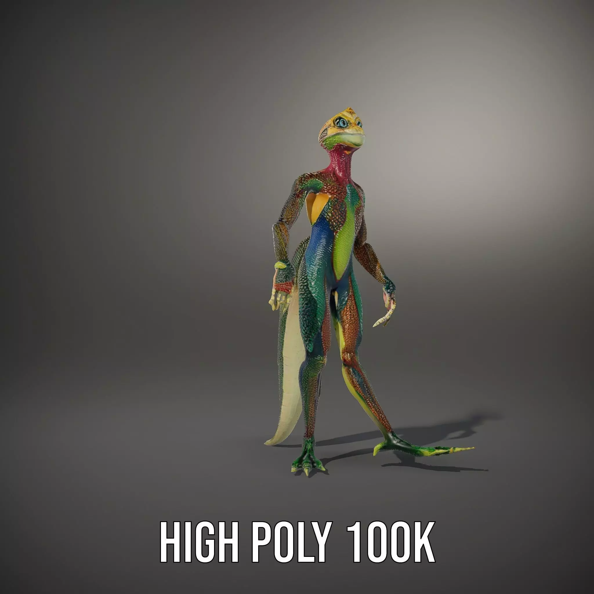 Colorful Reptilian Humanoid Model Pack Low-poly 3D model_11