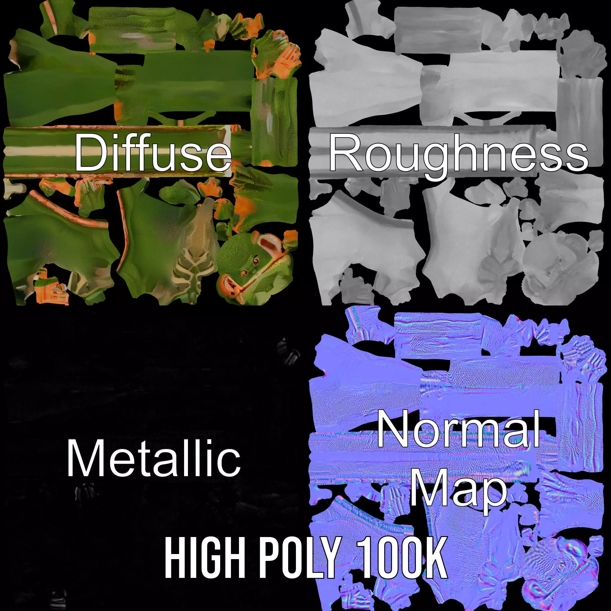 Reptilian Creature Character Model Pack Low-poly 3D model_3