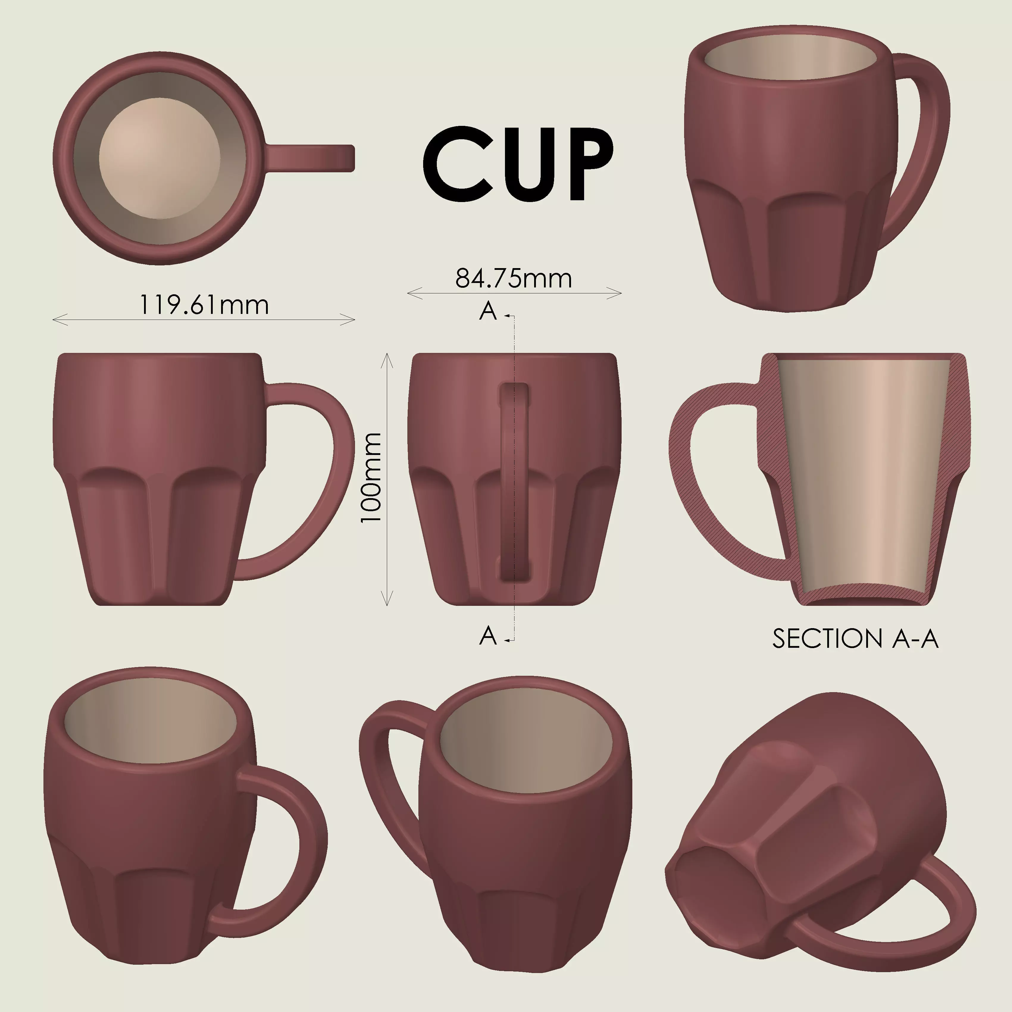 Printable Cup 3D print model_3