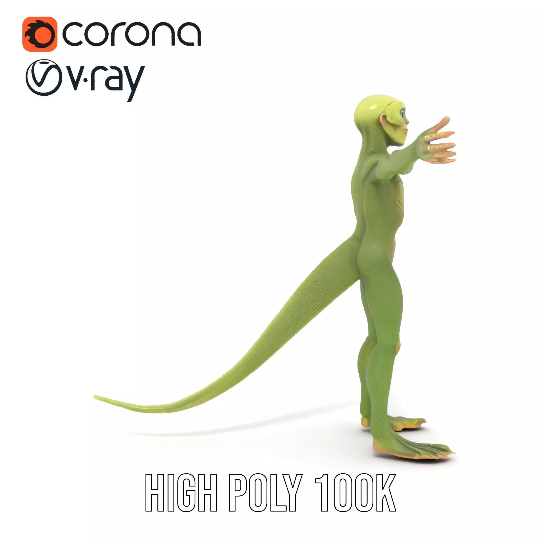 Lizard Humanoid Alien Model Pack Low-poly 3D model_17
