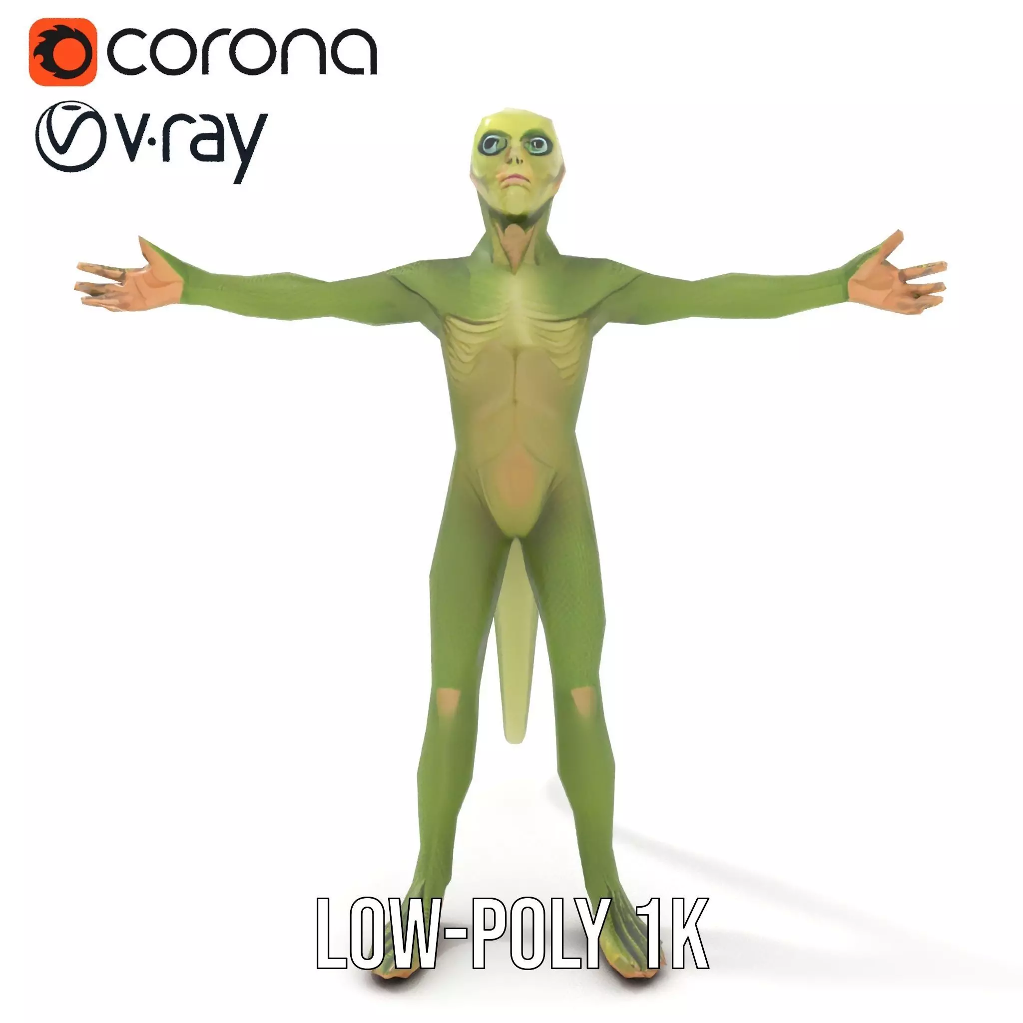 Lizard Humanoid Alien Model Pack Low-poly 3D model_11