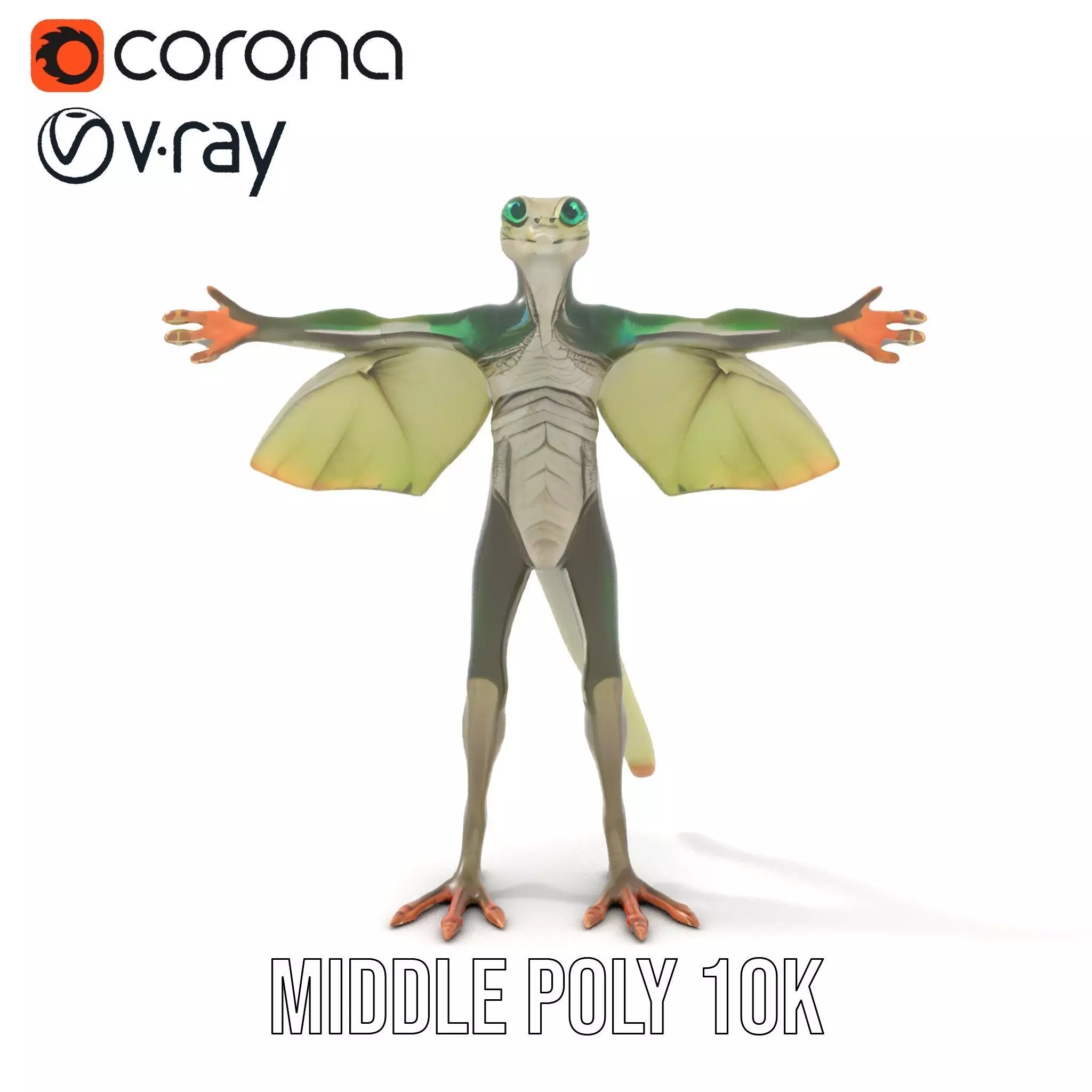 Flying Reptile Creature Model Pack with Dynamic Wings Low-poly 3D model_5