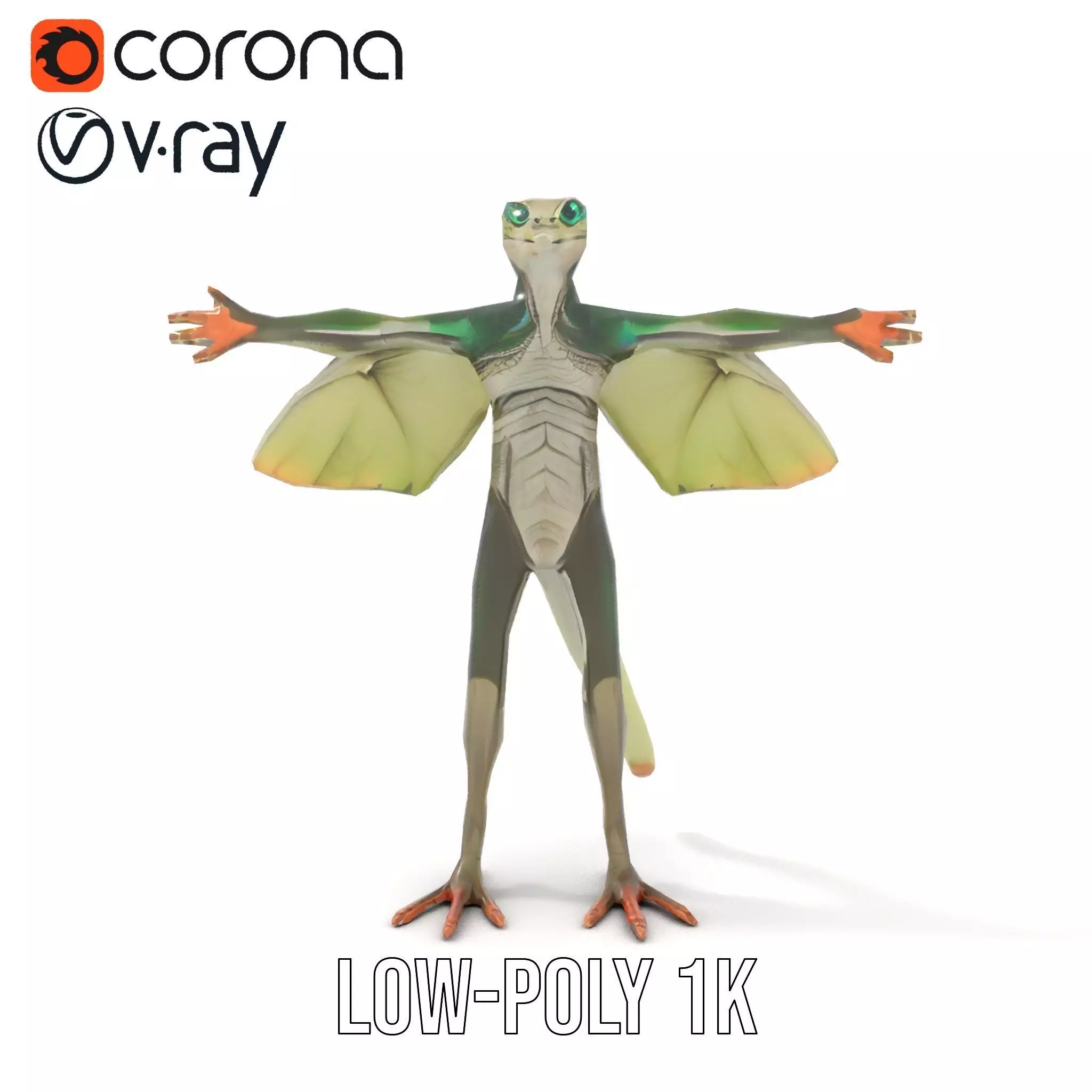 Flying Reptile Creature Model Pack with Dynamic Wings Low-poly 3D model_25