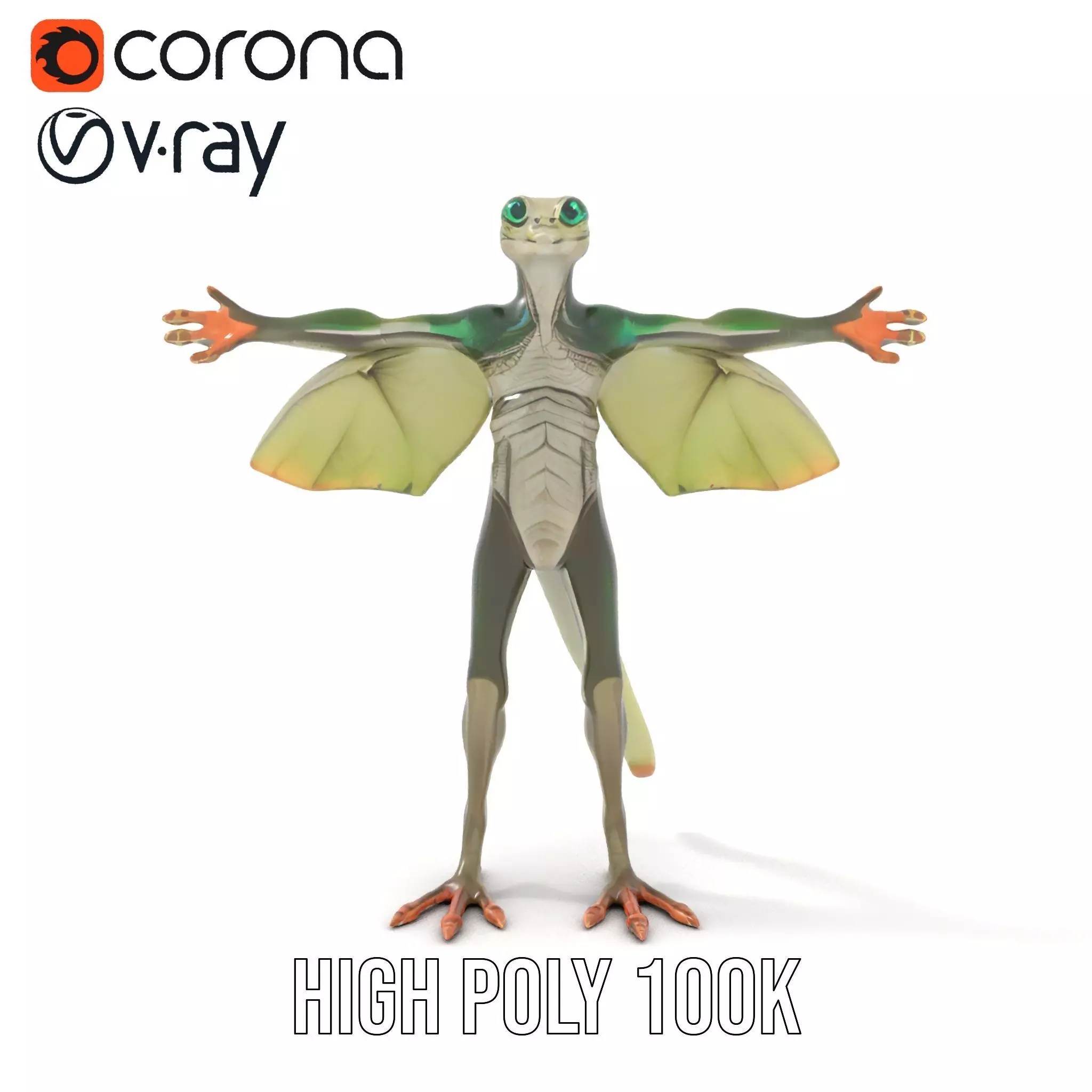 Flying Reptile Creature Model Pack with Dynamic Wings Low-poly 3D model_26