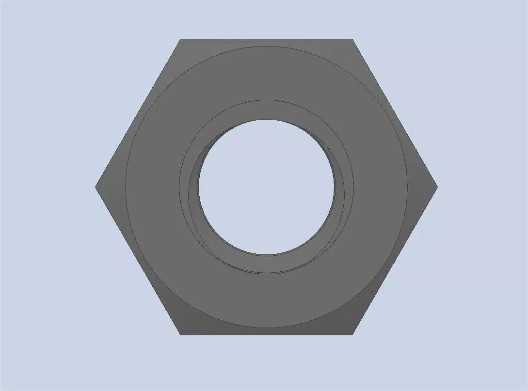 Hexagonal Nut M10 3D model_2