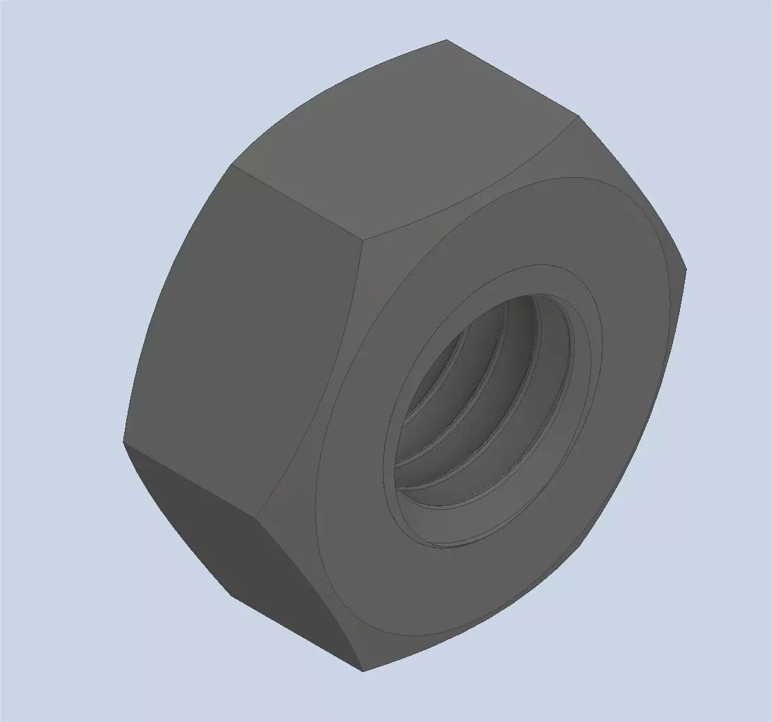 Hexagonal Nut M10 3D model_1